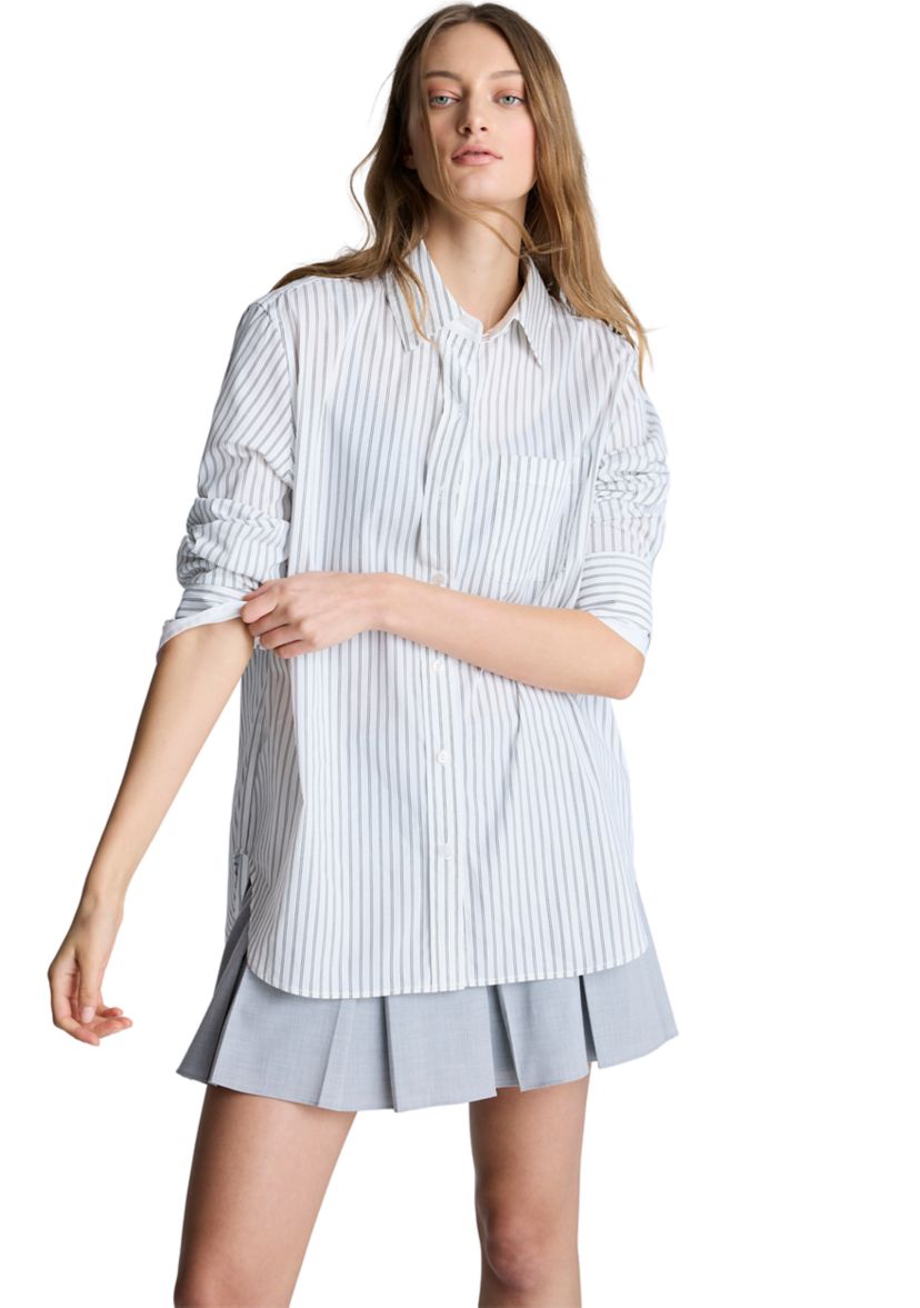 Womens Long Sleeve Pocket Stripe Shirt
