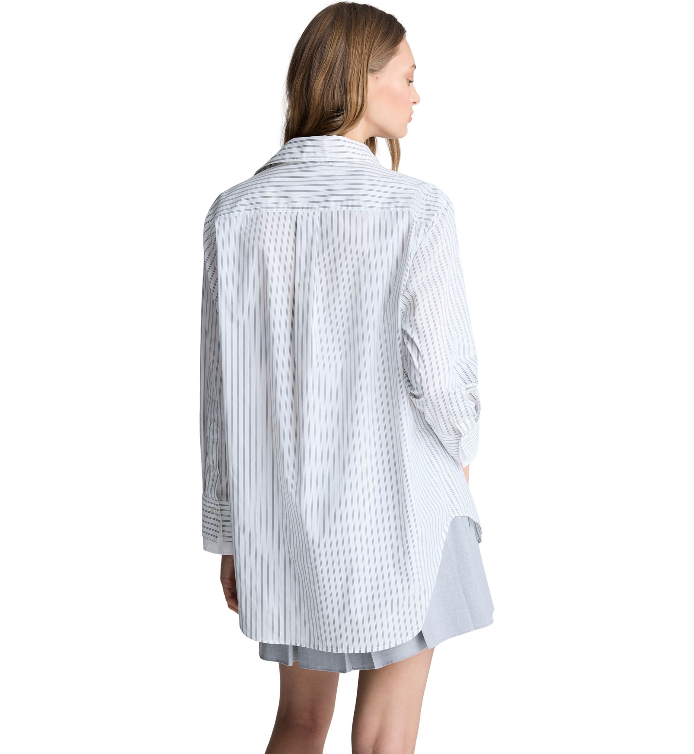Womens Long Sleeve Pocket Stripe Shirt