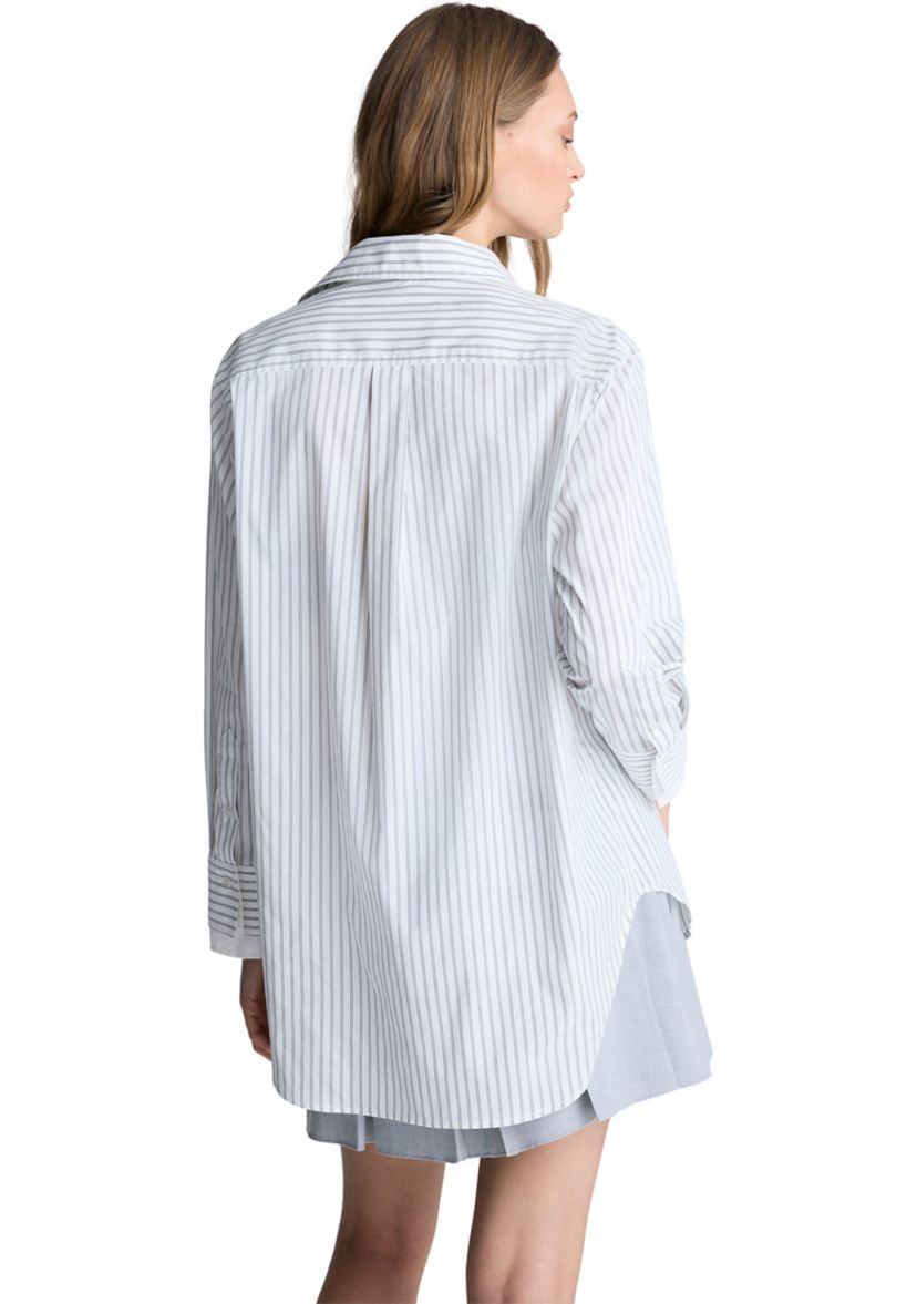 Womens Long Sleeve Pocket Stripe Shirt