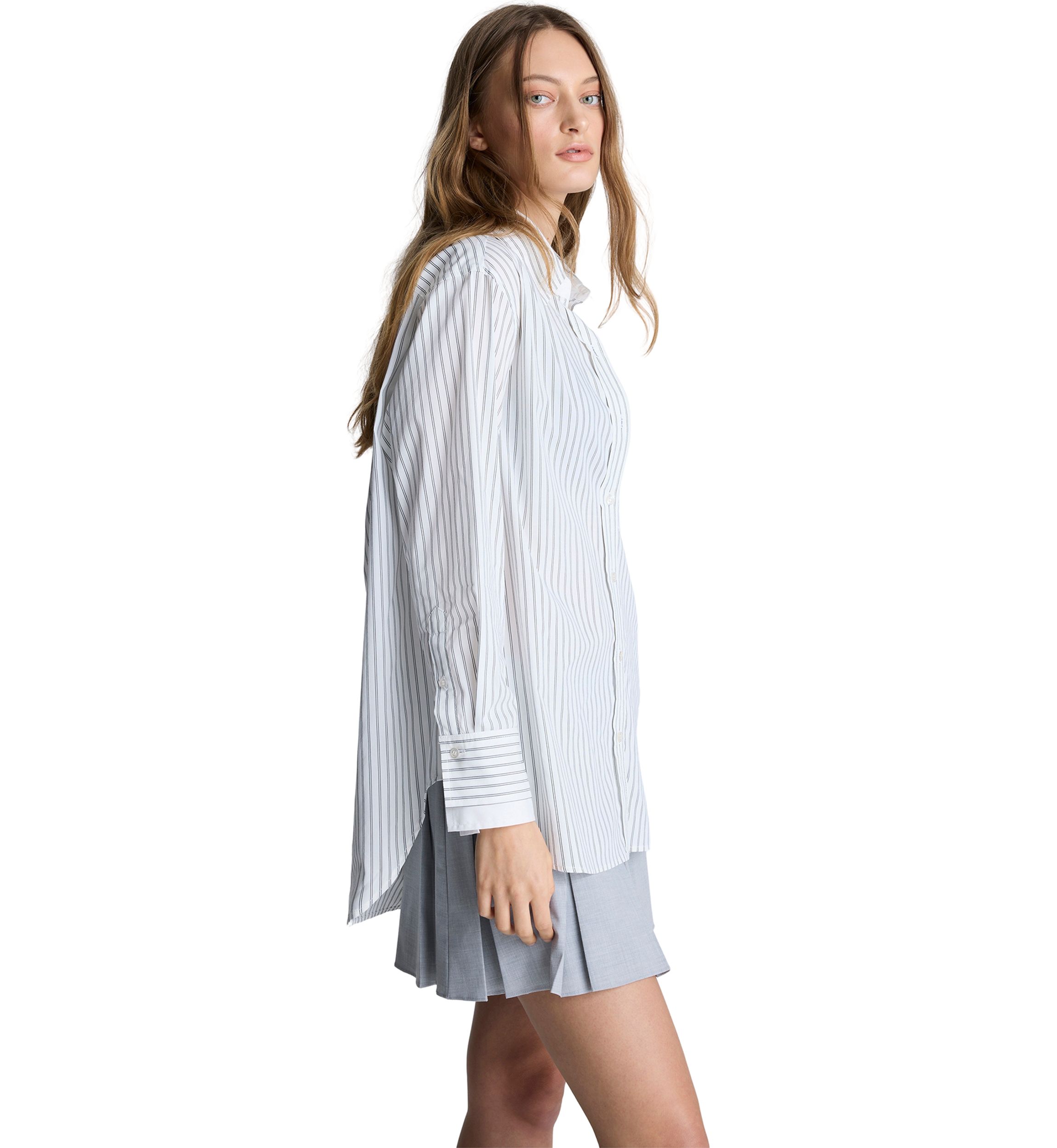 Womens Long Sleeve Pocket Stripe Shirt