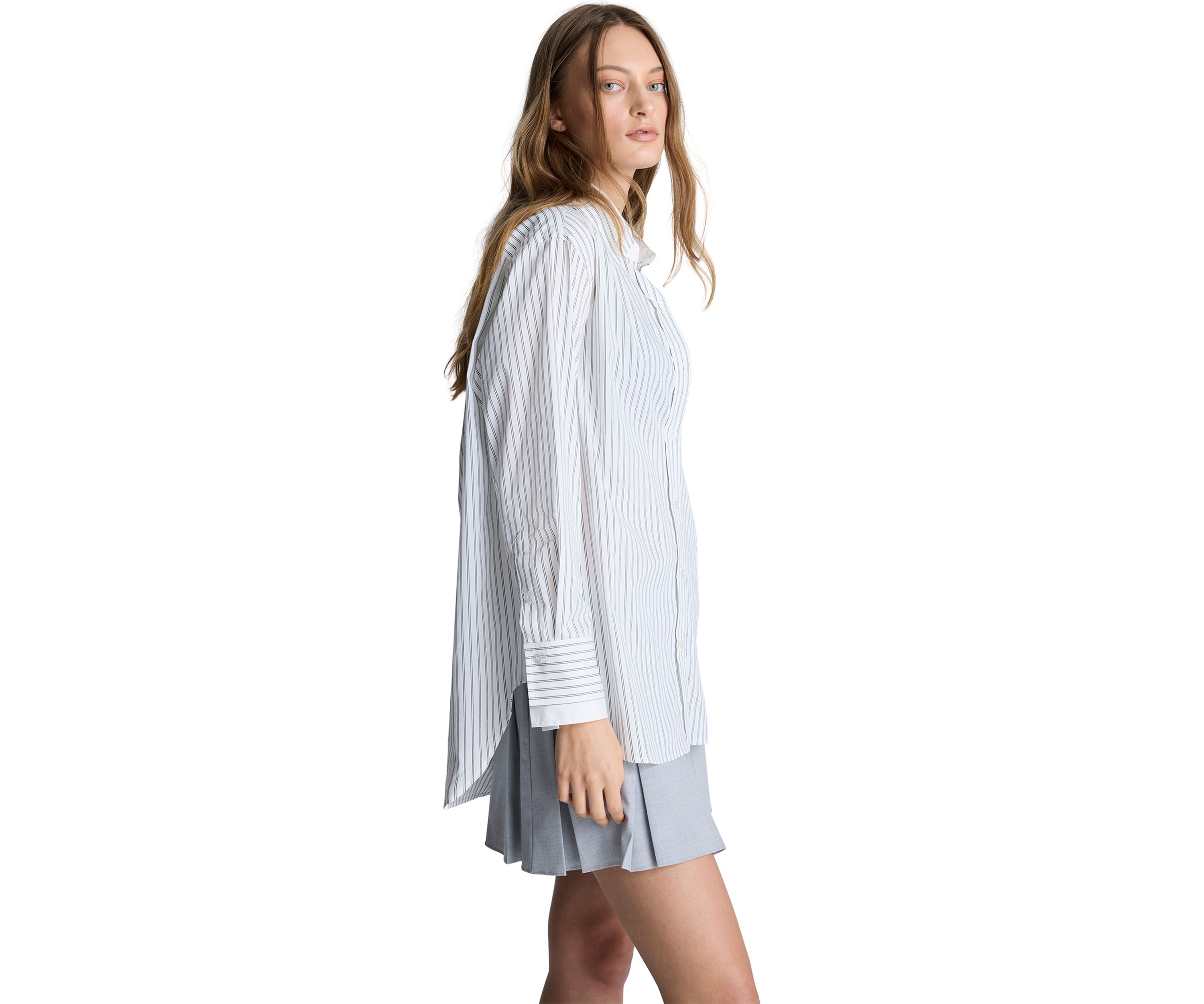 Womens Long Sleeve Pocket Stripe Shirt
