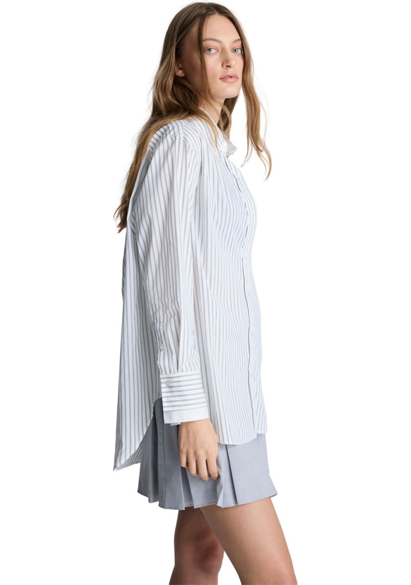 Womens Long Sleeve Pocket Stripe Shirt