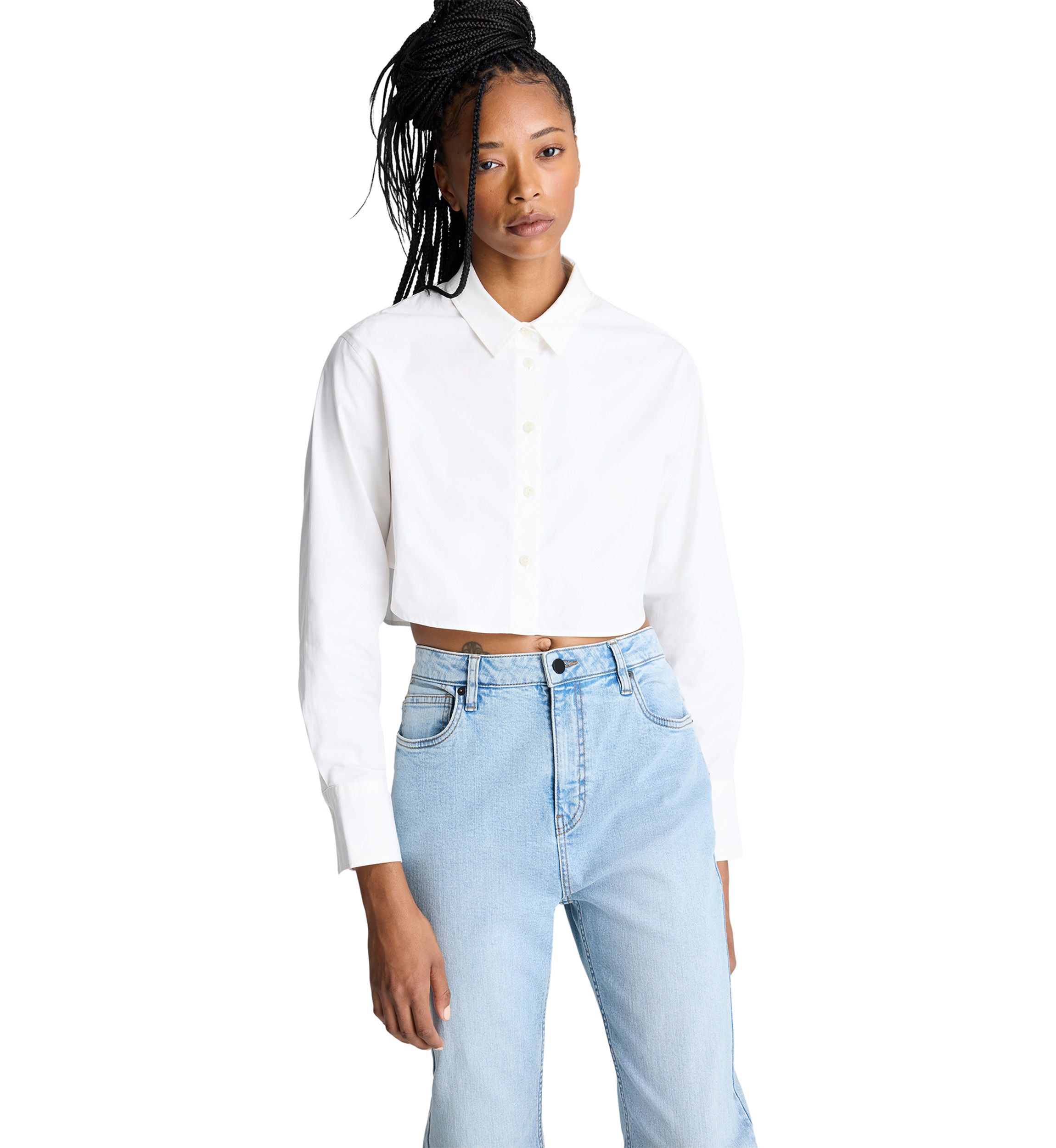 Womens Long Sleeve Cropped Shirt