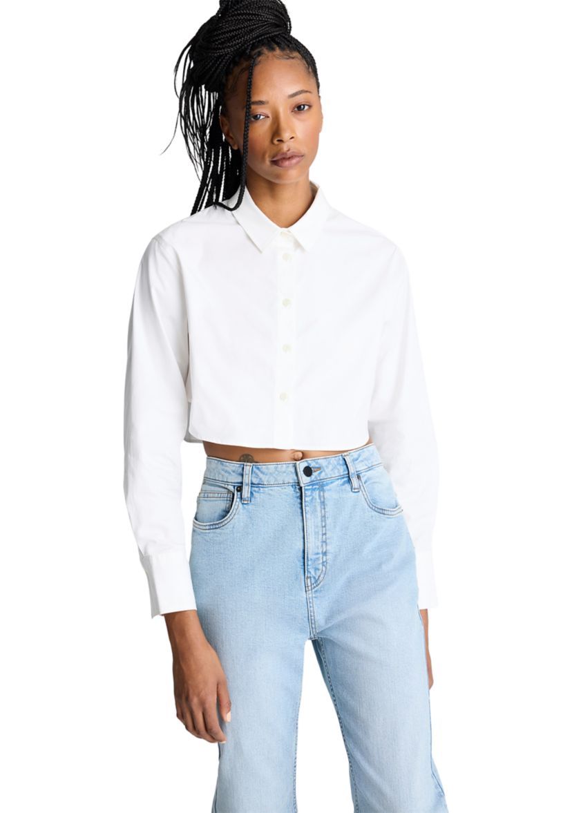 Womens Long Sleeve Cropped Shirt