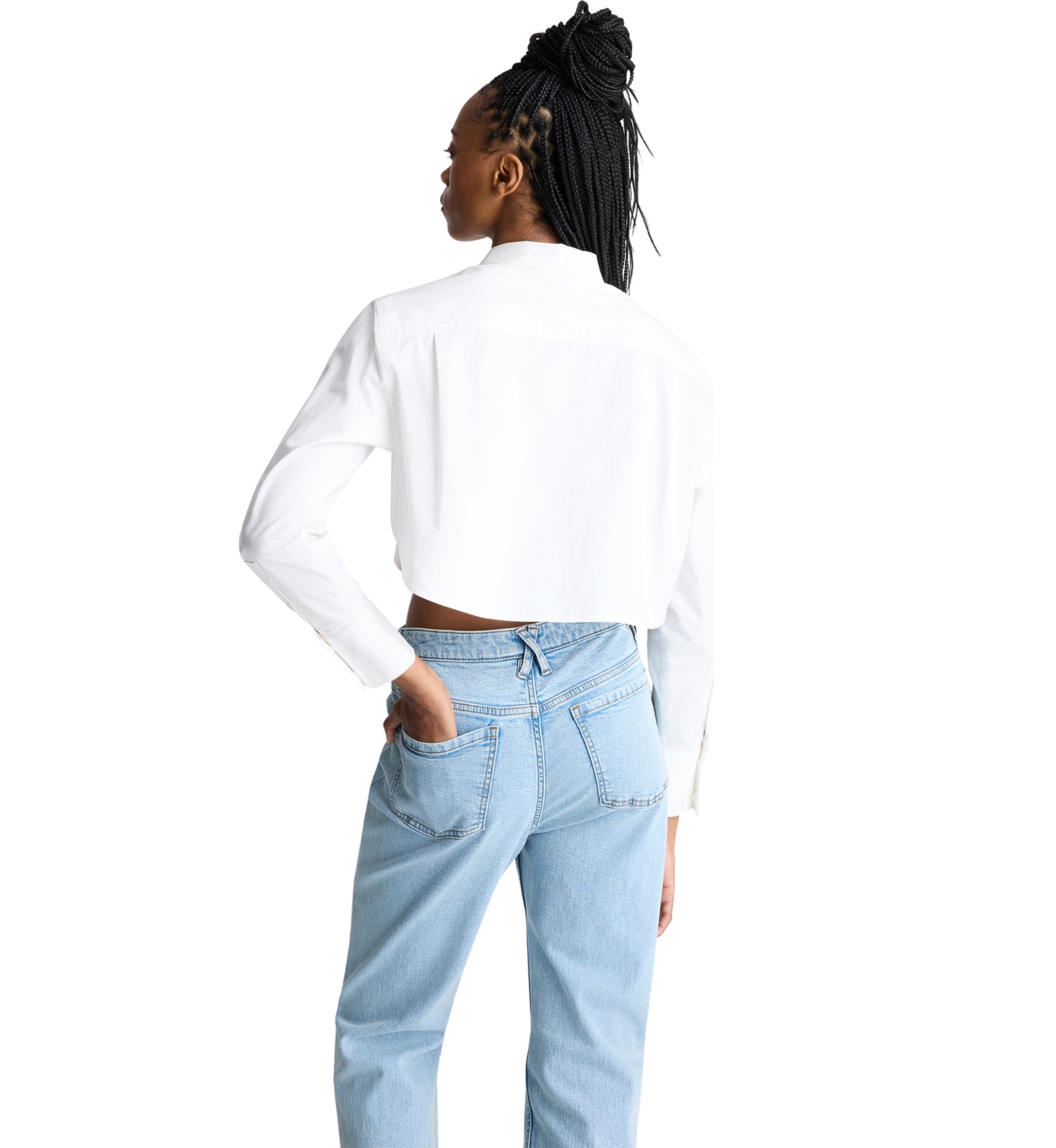 Womens Long Sleeve Cropped Shirt