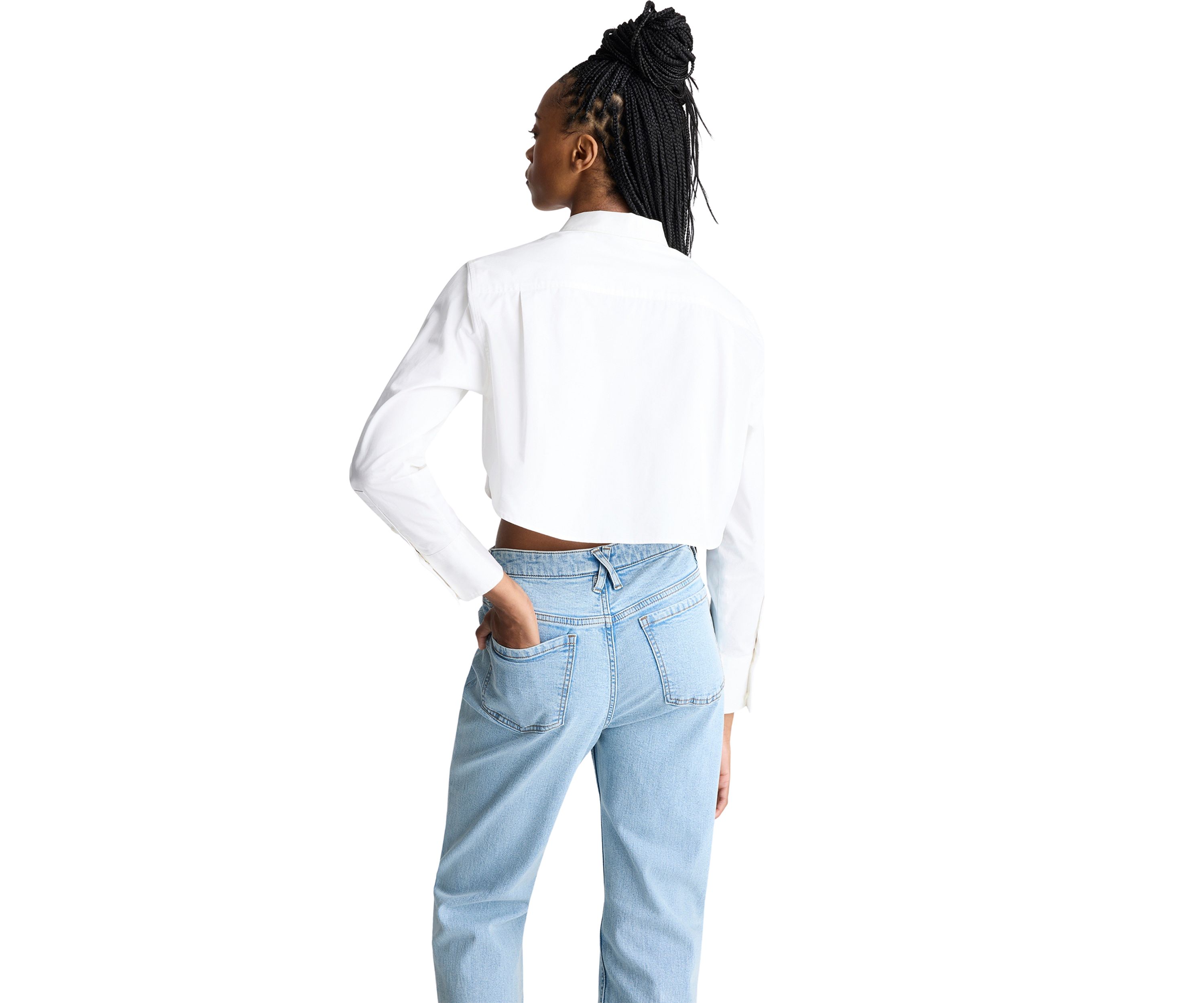 Womens Long Sleeve Cropped Shirt
