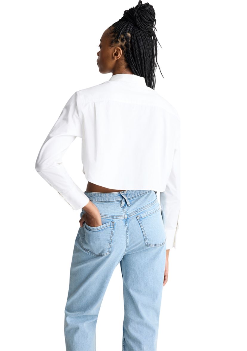 Womens Long Sleeve Cropped Shirt