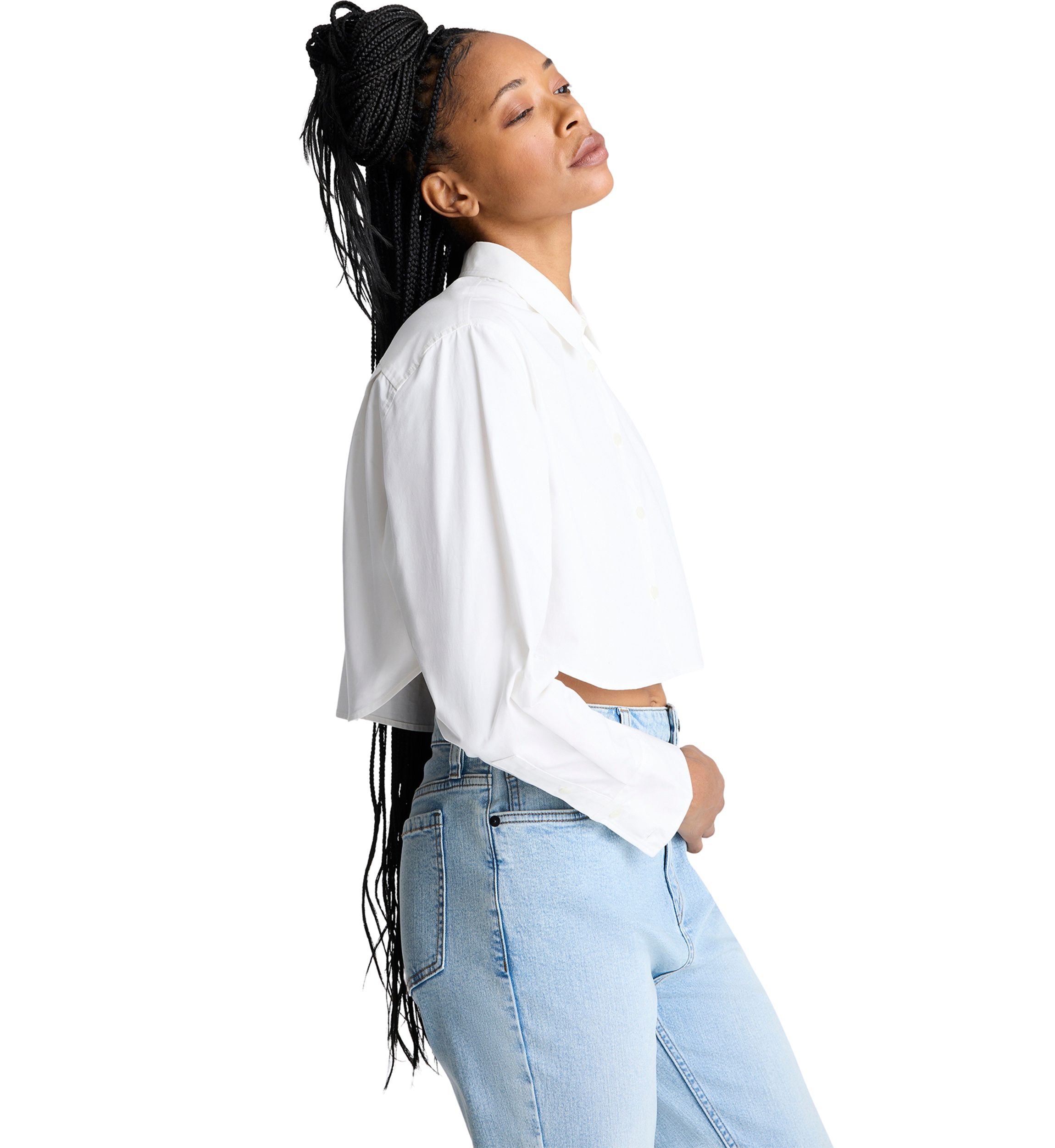 Womens Long Sleeve Cropped Shirt