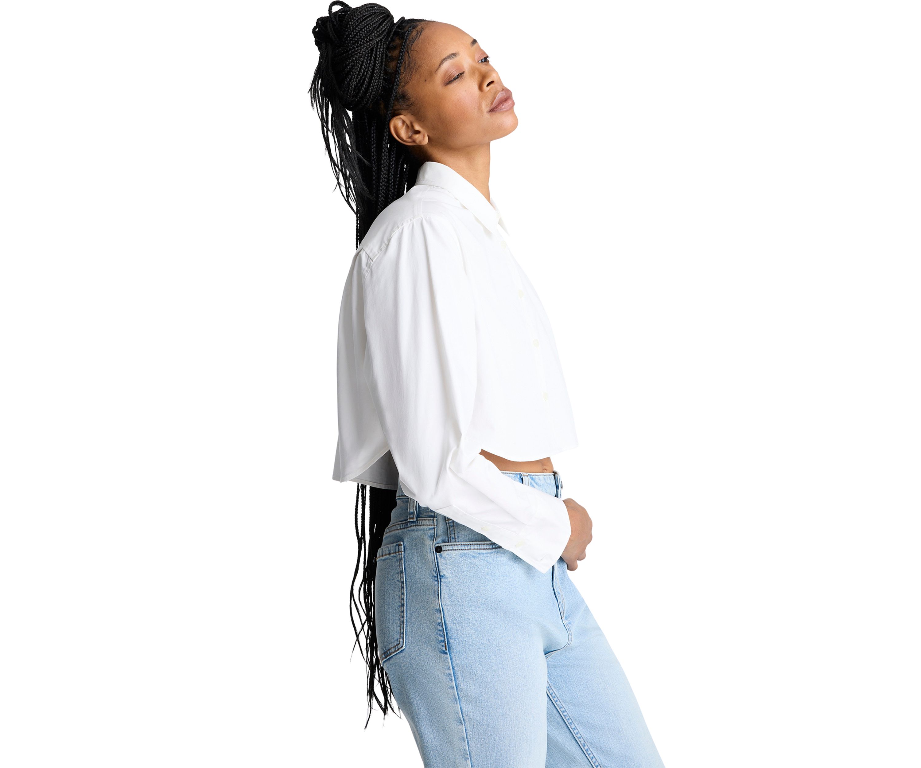 Womens Long Sleeve Cropped Shirt