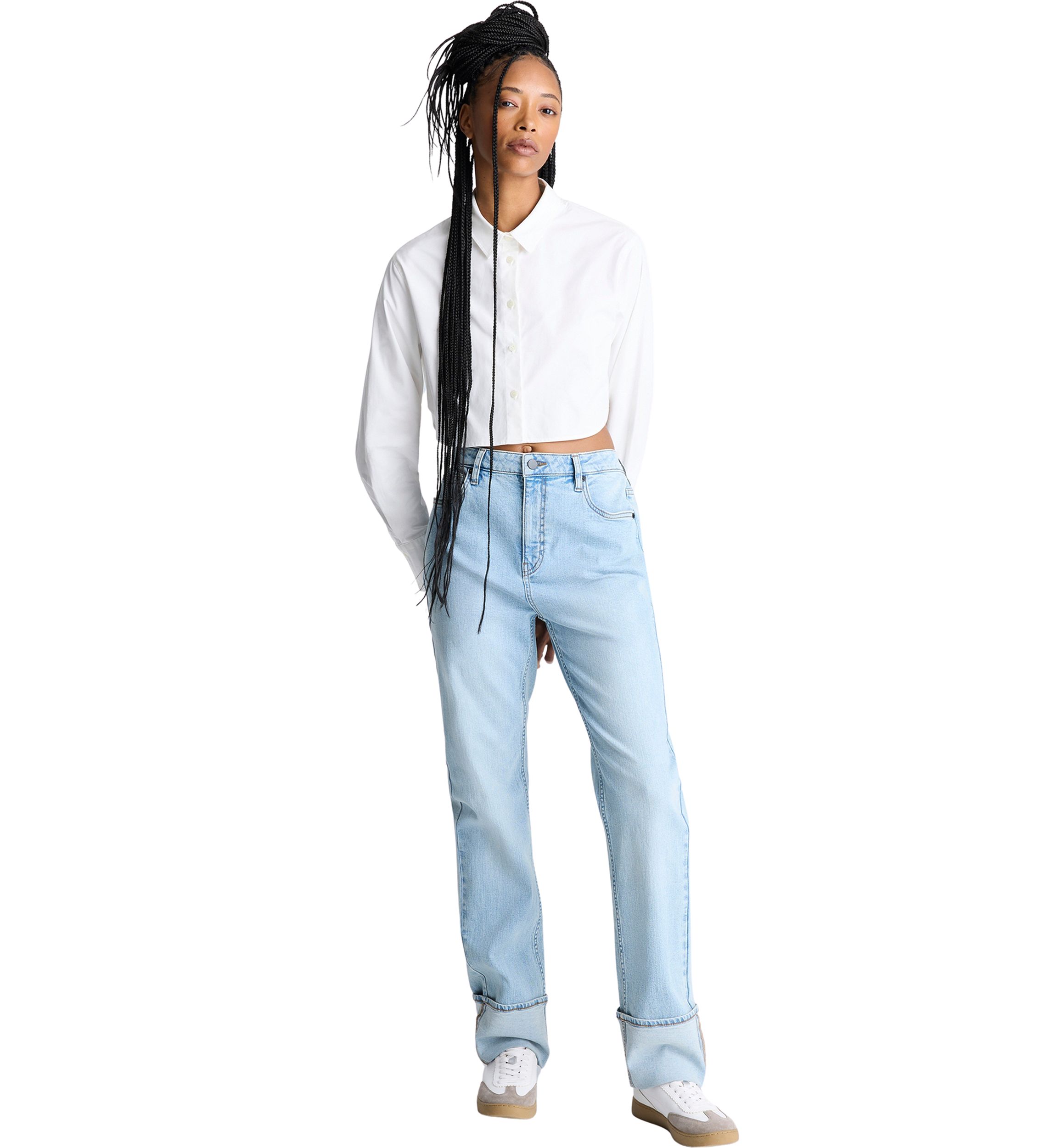 Womens Long Sleeve Cropped Shirt