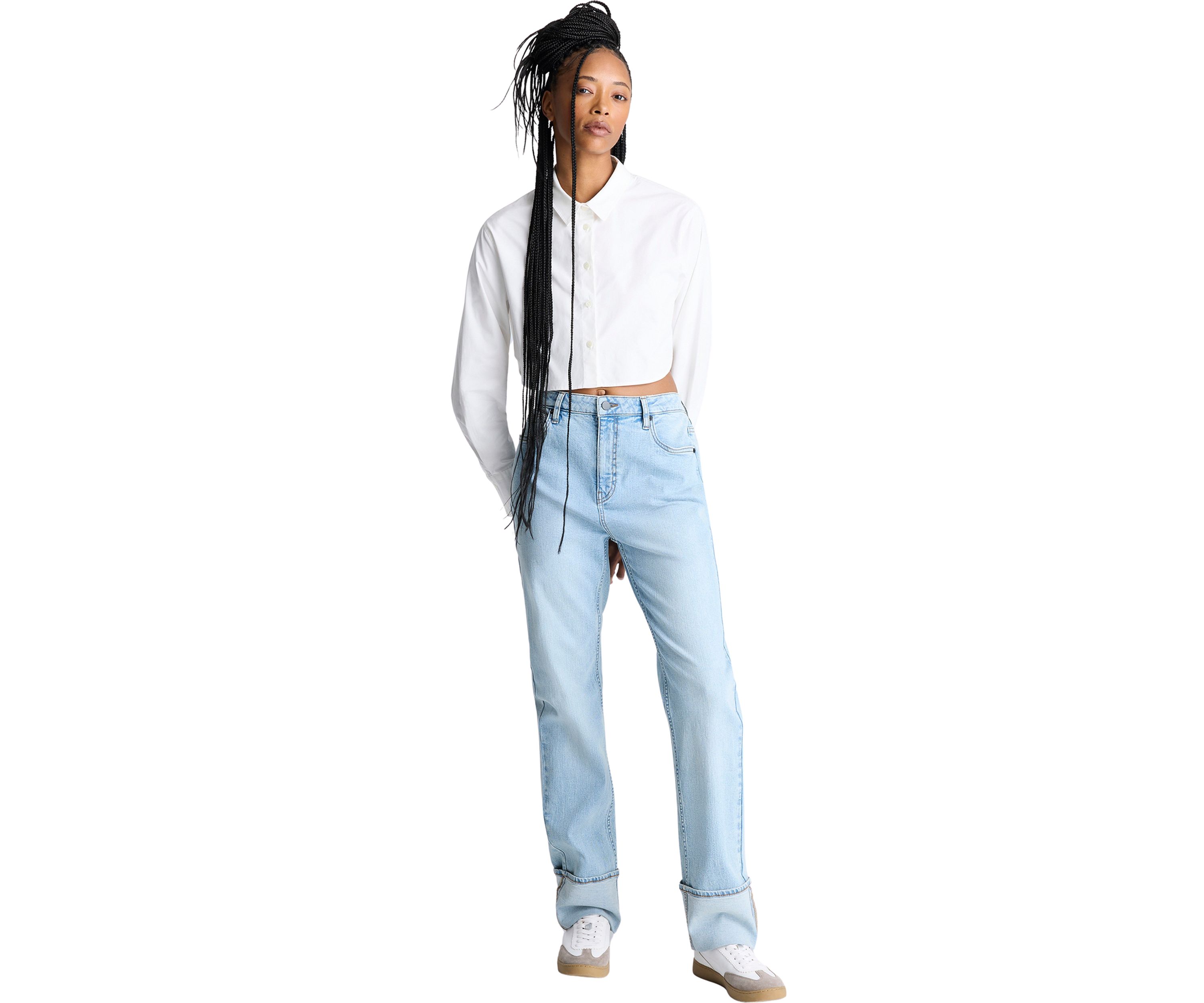 Womens Long Sleeve Cropped Shirt