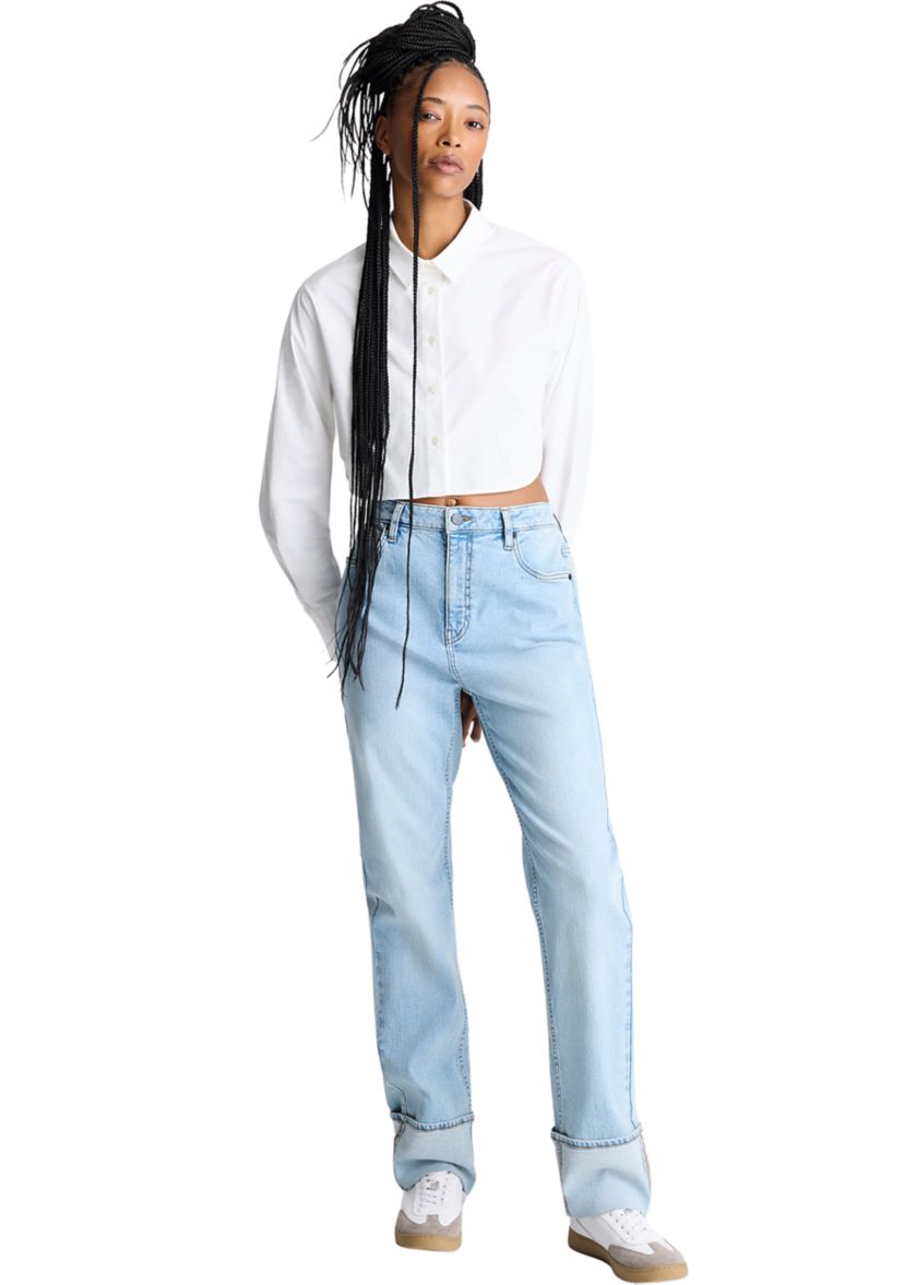 Womens Long Sleeve Cropped Shirt