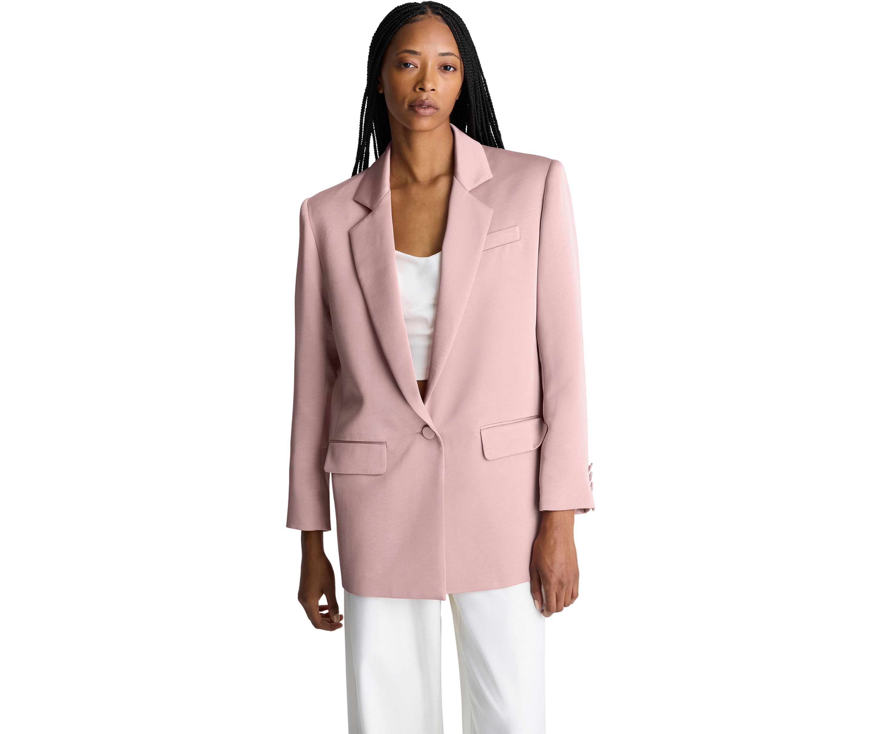 Womens Notch Collar One Button Blazer
