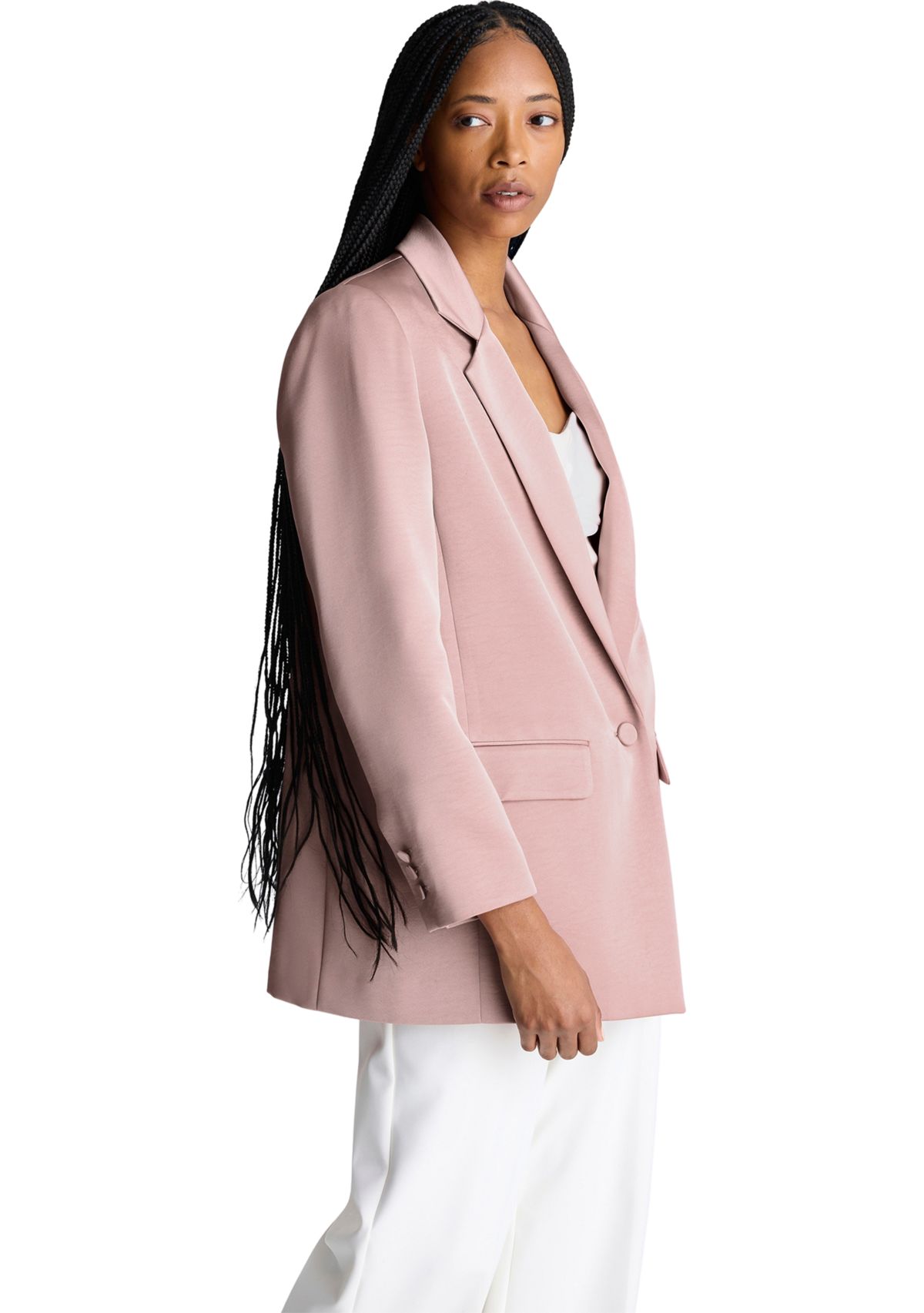 Womens Notch Collar One Button Blazer