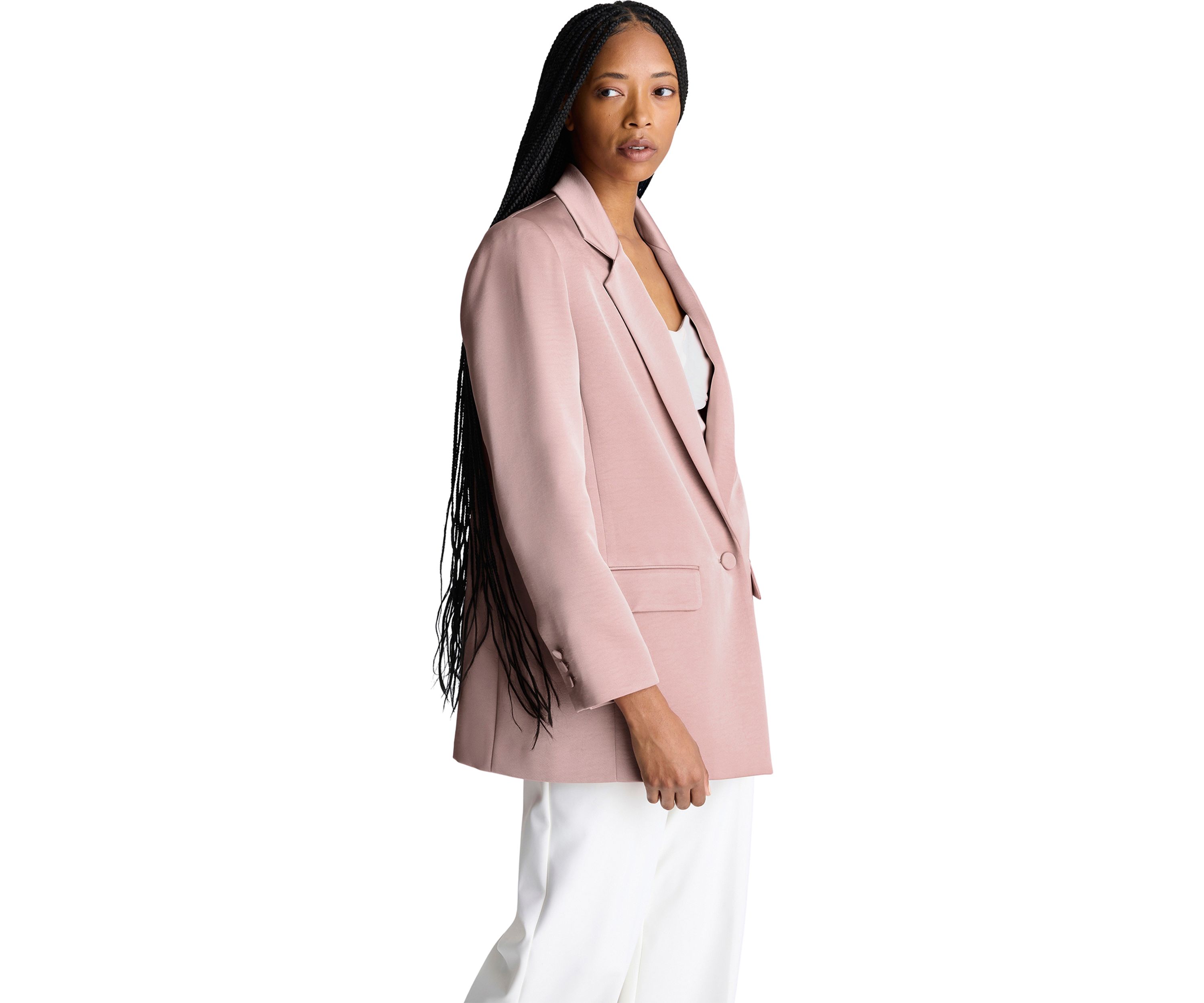 Womens Notch Collar One Button Blazer