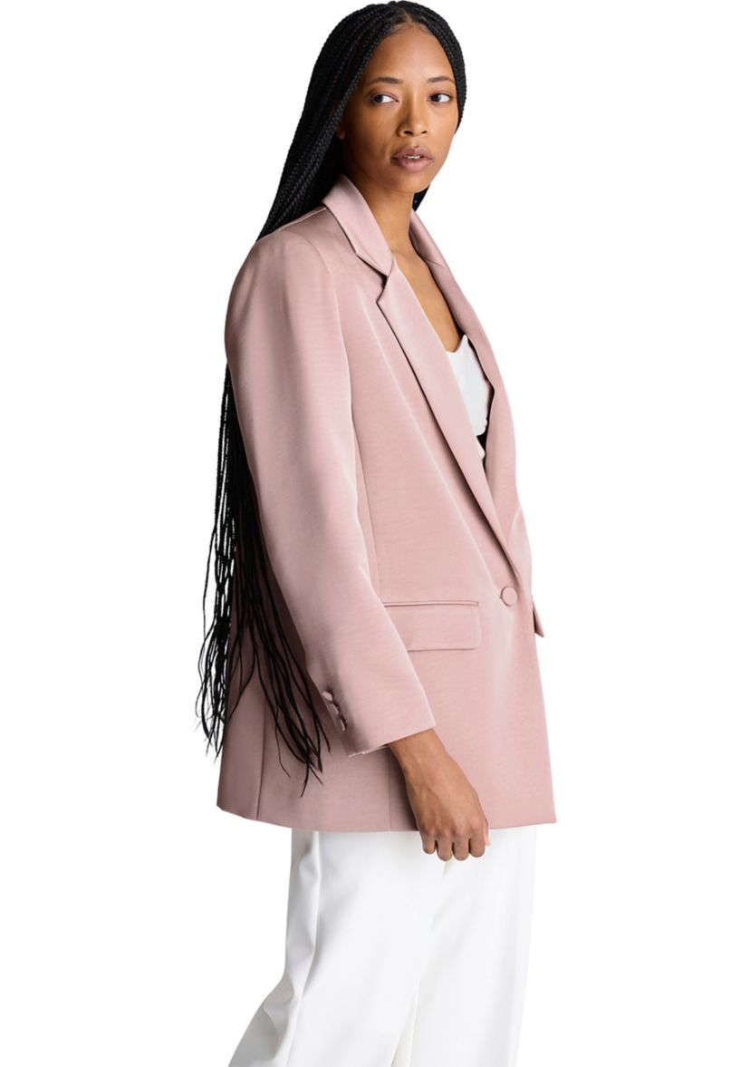 Womens Notch Collar One Button Blazer