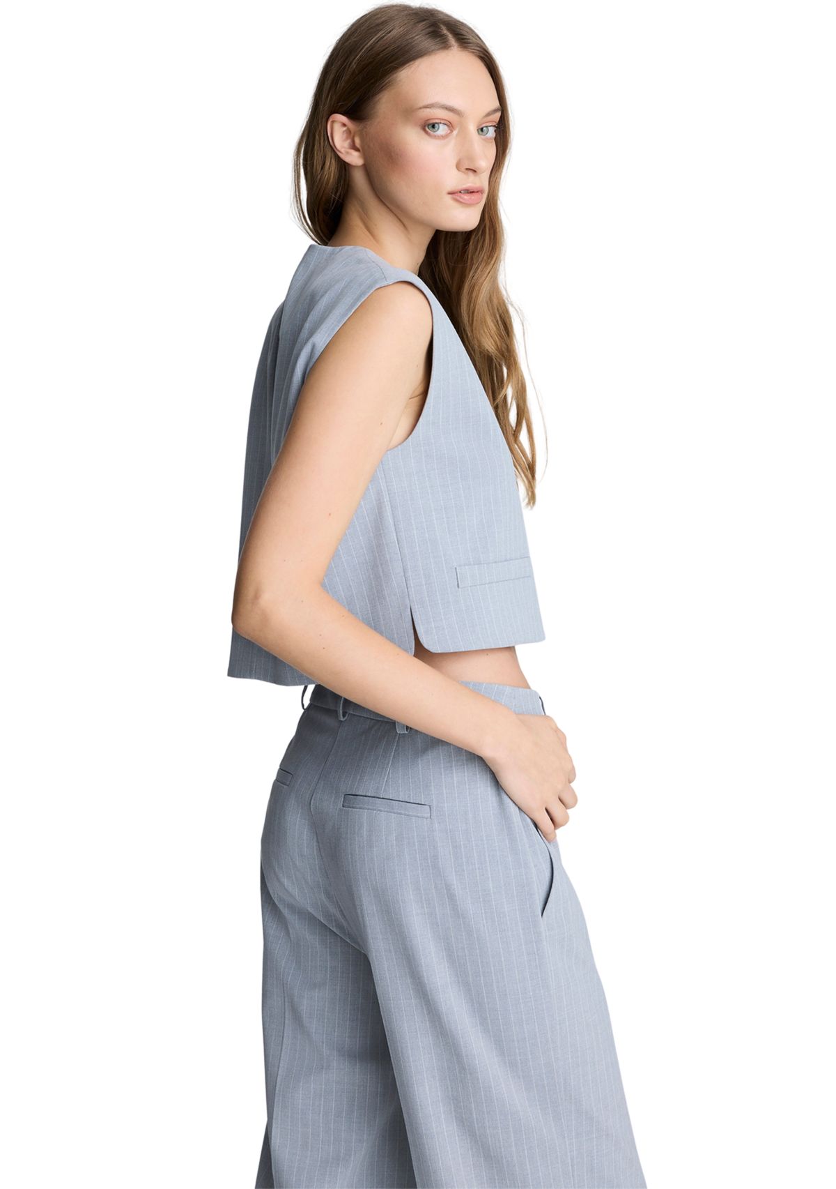 Womens Sleeveless Pinstripe Vest