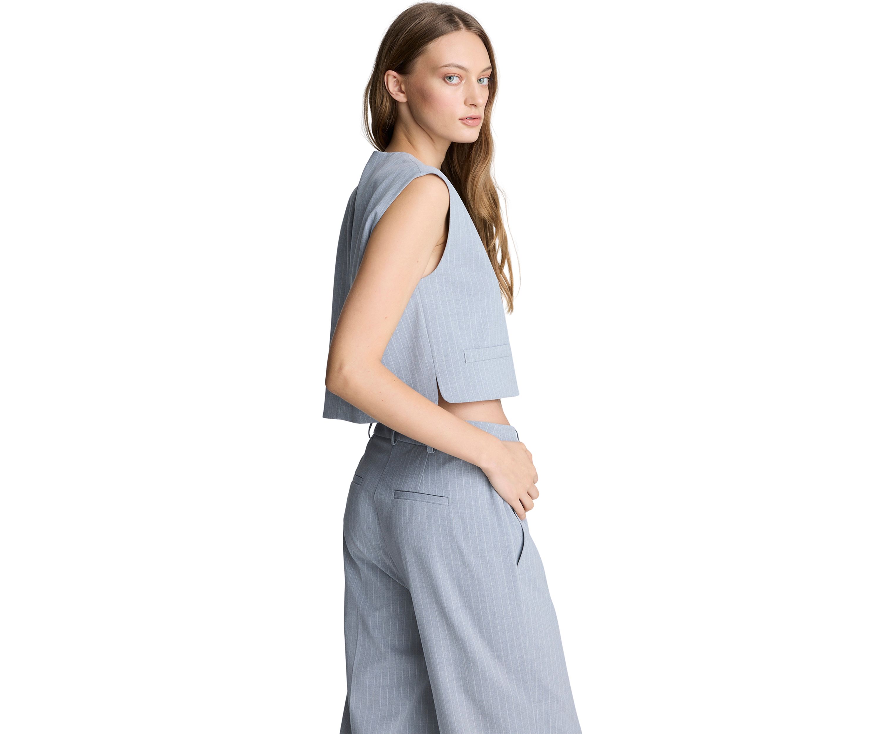 Womens Sleeveless Pinstripe Vest