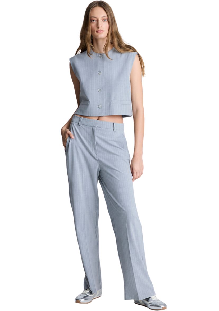 Womens Sleeveless Pinstripe Vest