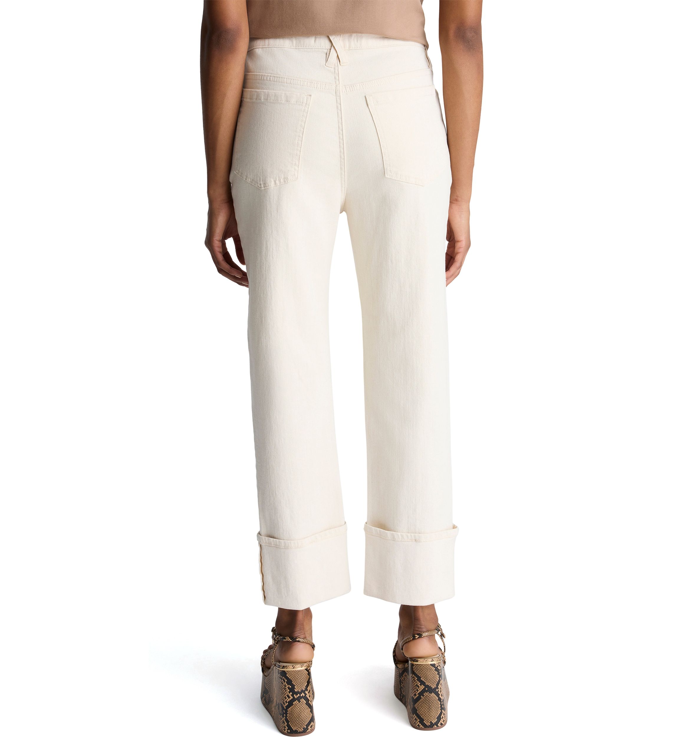 Womens Cuffed Straight Leg Trousers