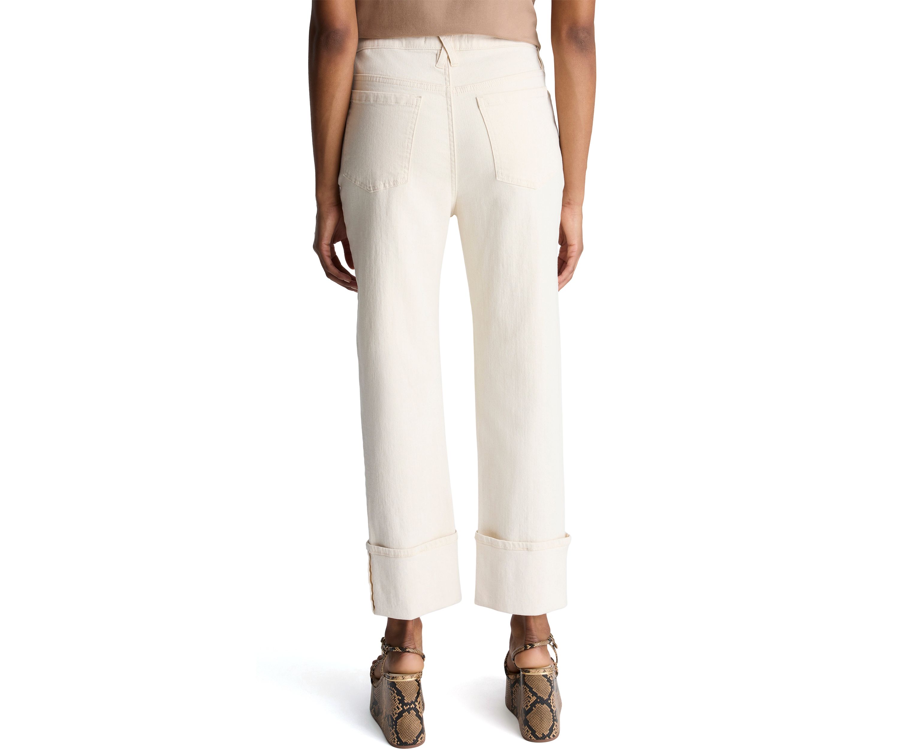 Womens Cuffed Straight Leg Trousers