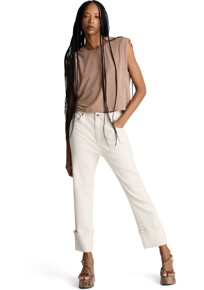 Womens Cuffed Straight Leg Trousers