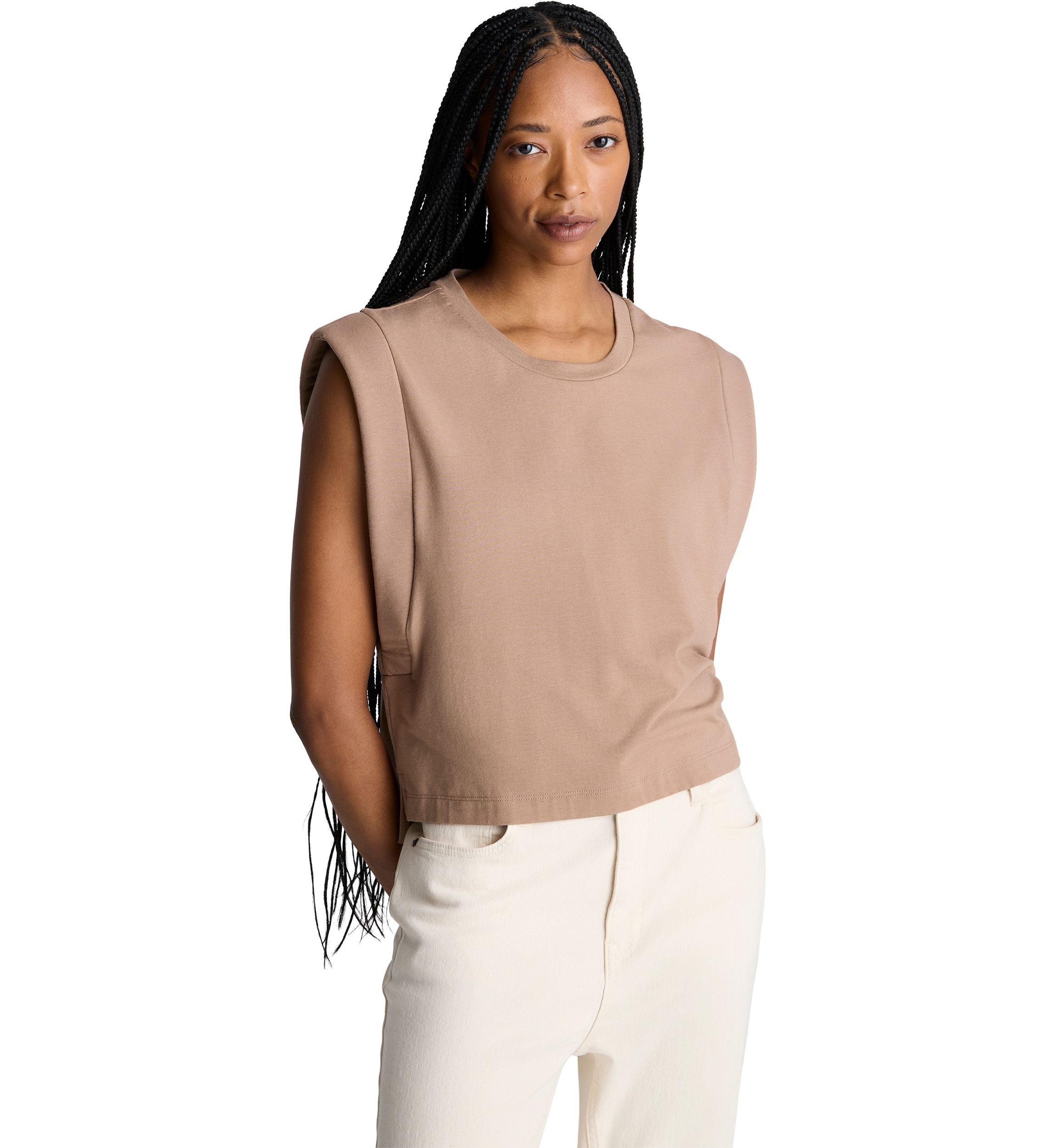 Womens Extended Shoulder Knit Tank