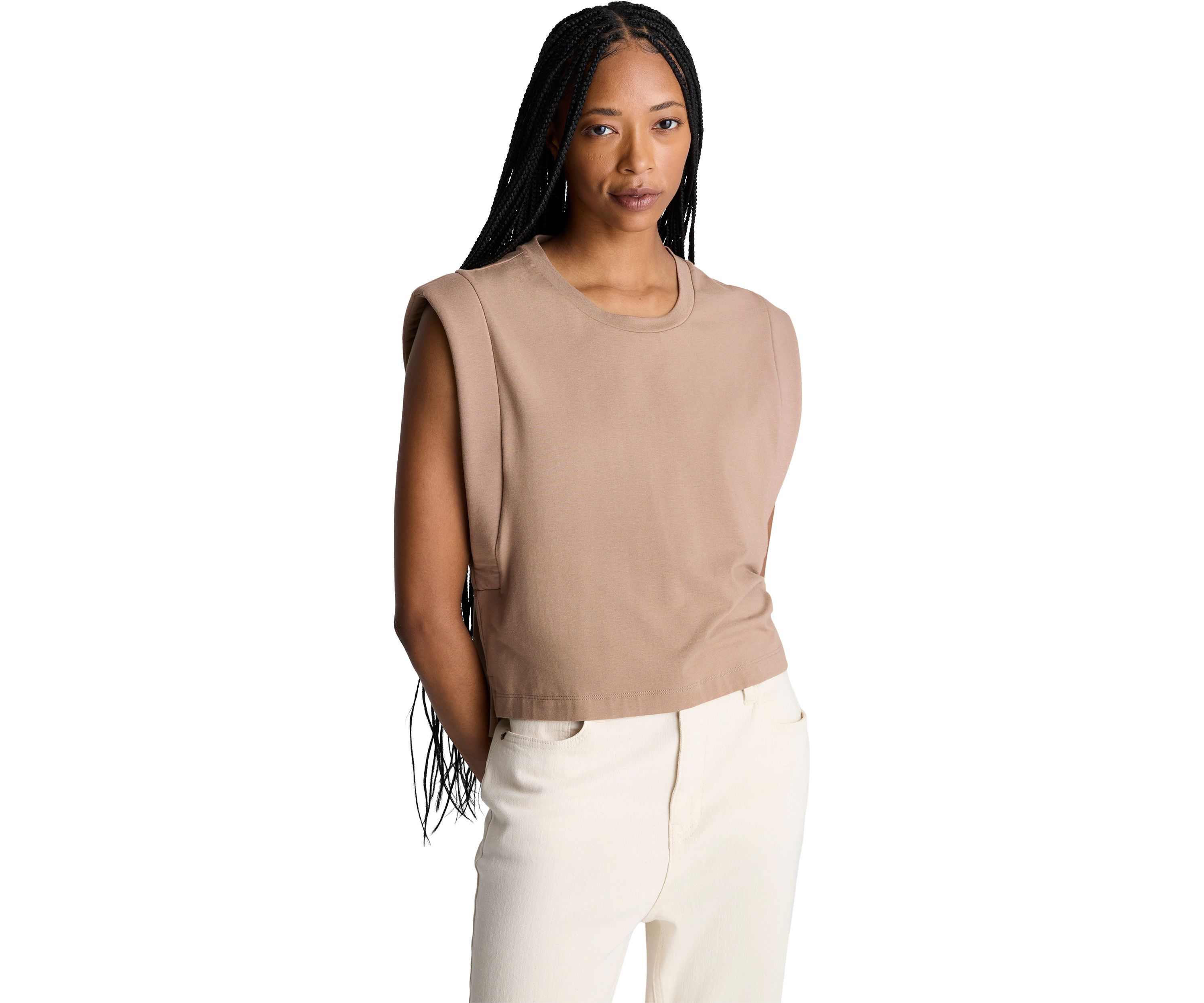 Womens Extended Shoulder Knit Tank