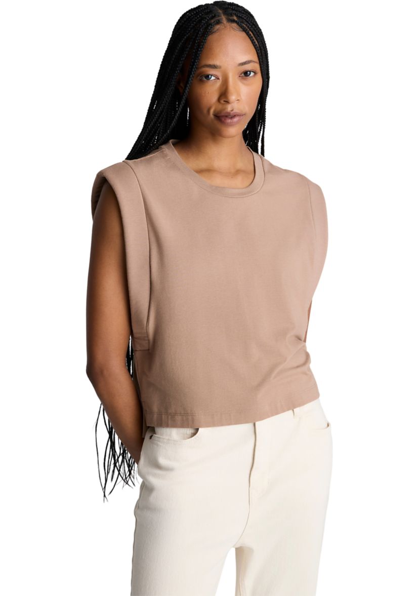Womens Extended Shoulder Knit Tank