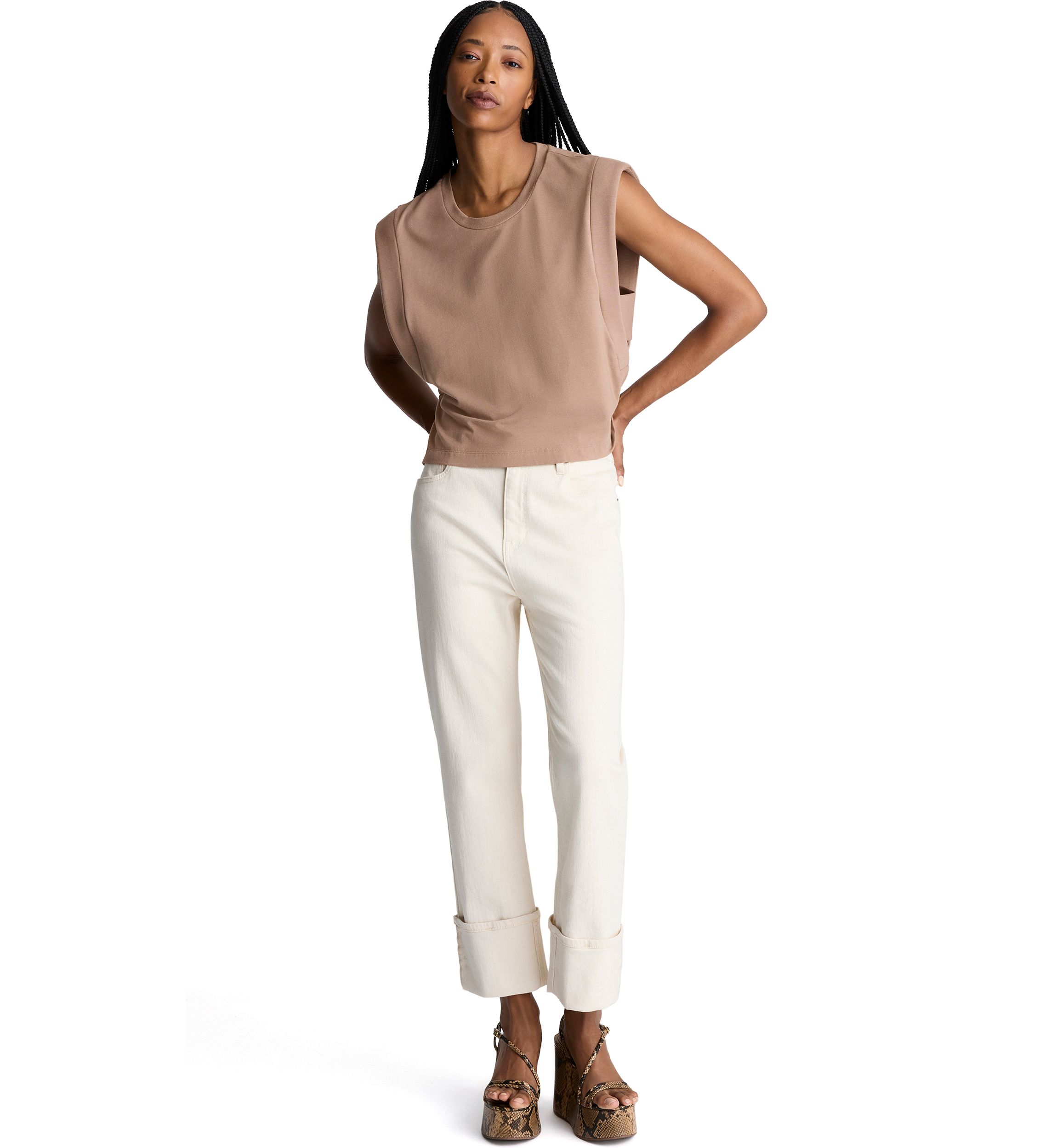 Womens Extended Shoulder Knit Tank