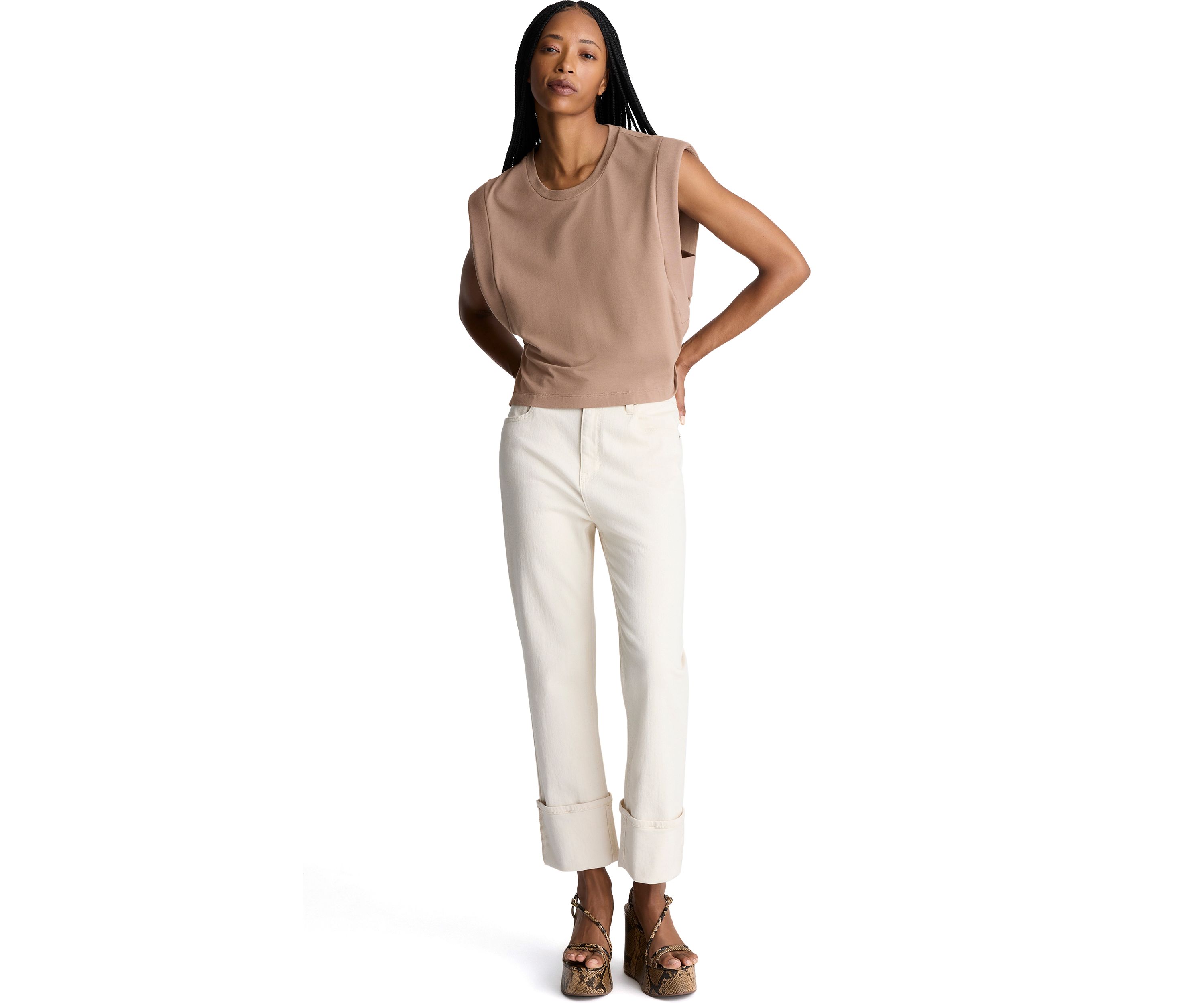 Womens Extended Shoulder Knit Tank