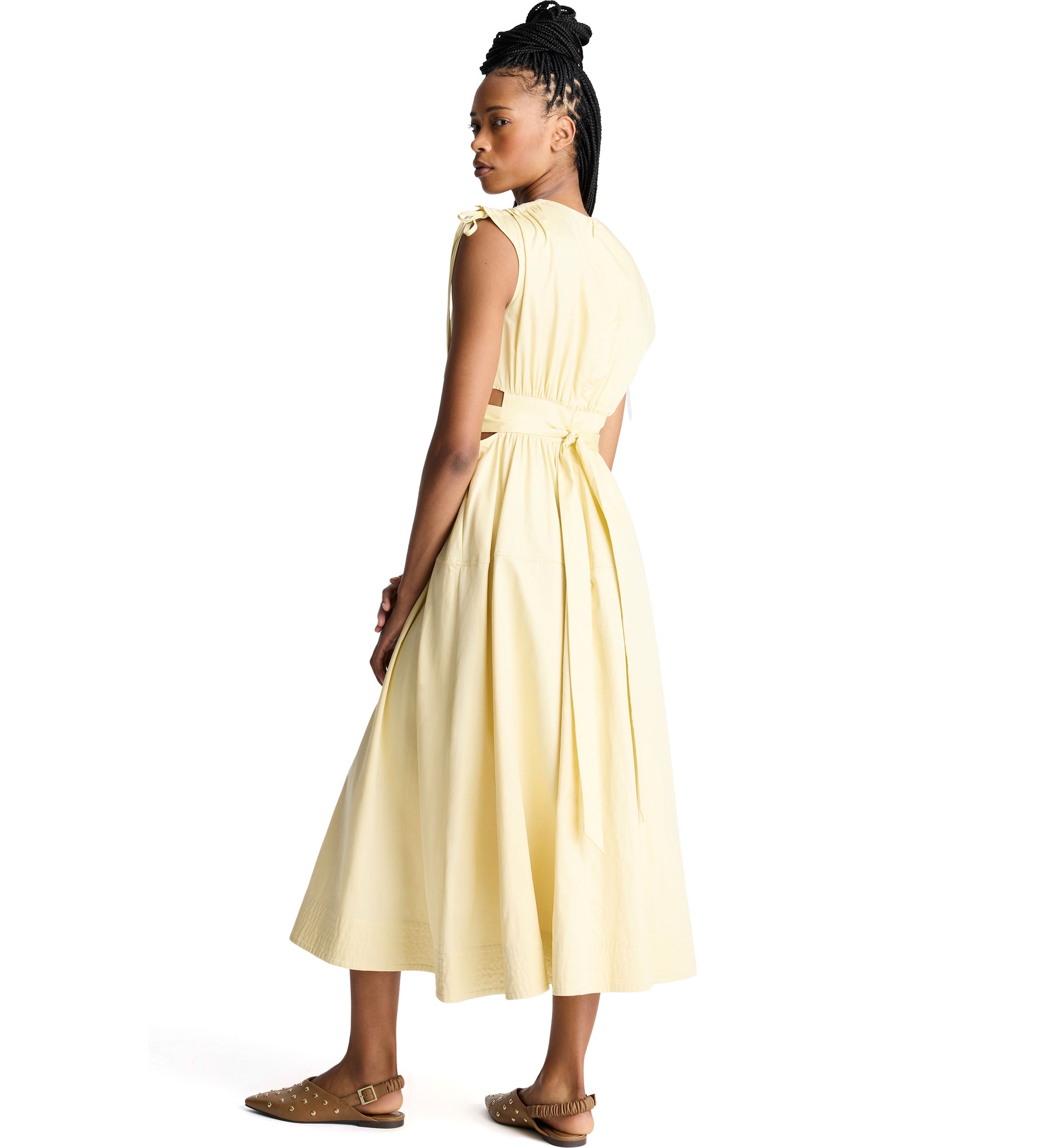 Womens Sleeveless Cutout Midi Dress