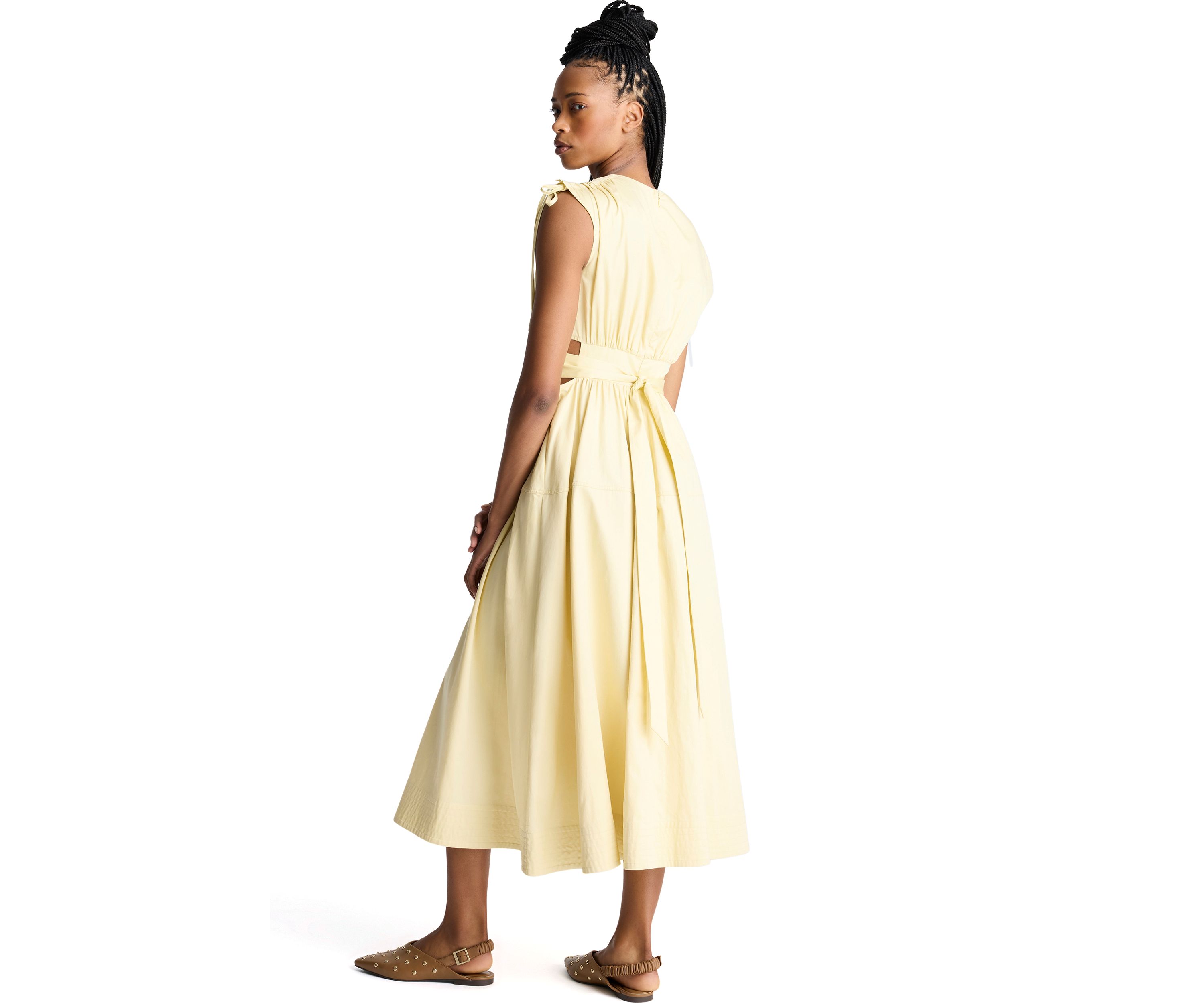 Womens Sleeveless Cutout Midi Dress