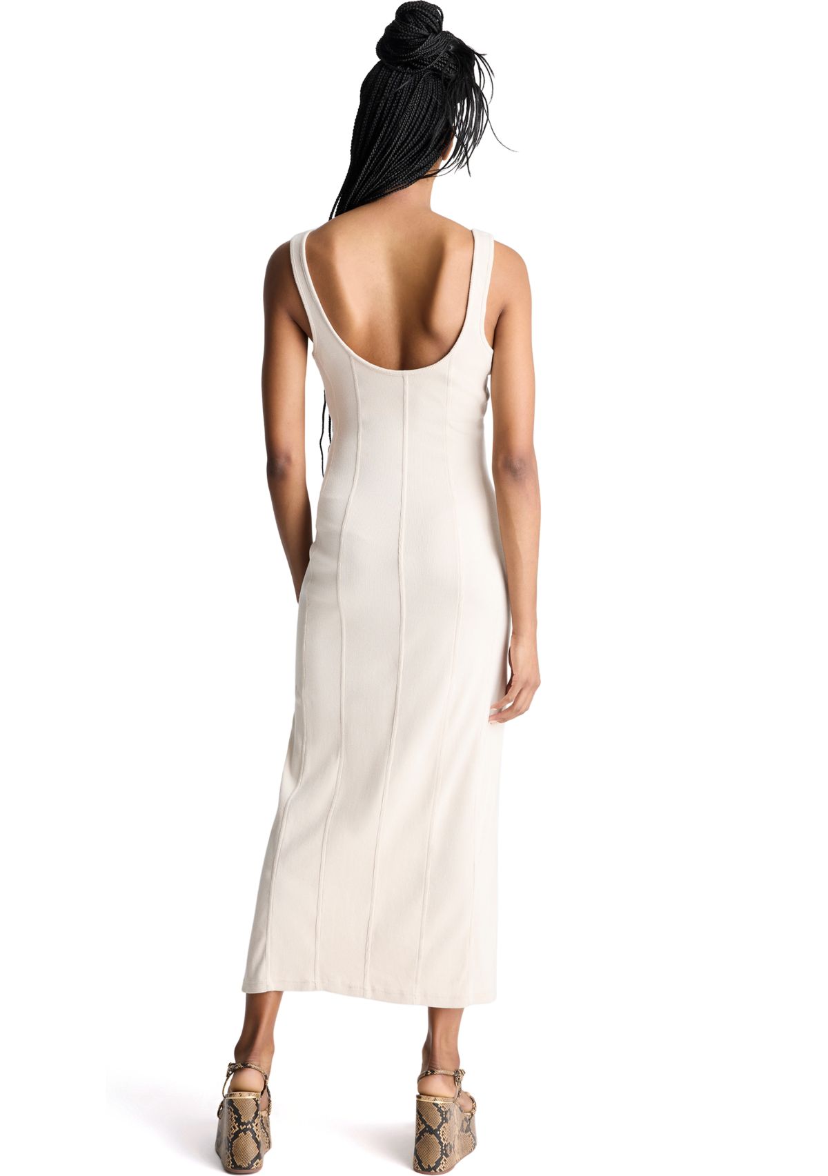 Womens Rib Knit Tank Midi Dress