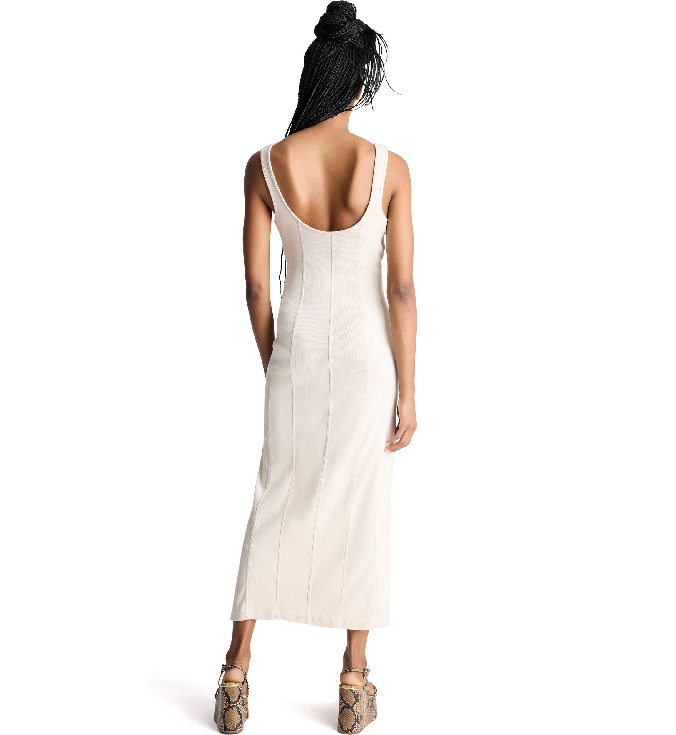 Womens Rib Knit Tank Midi Dress