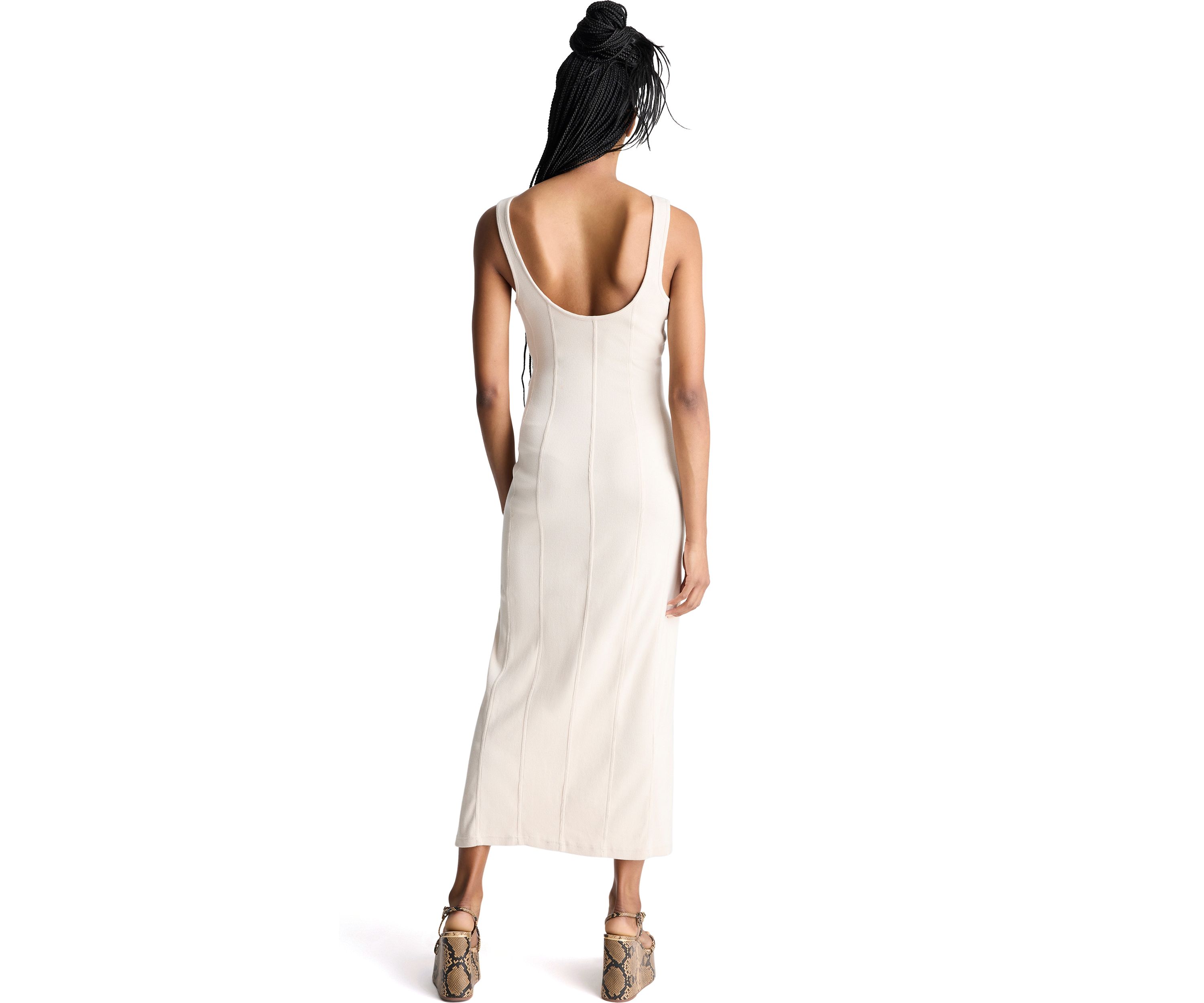 Womens Rib Knit Tank Midi Dress