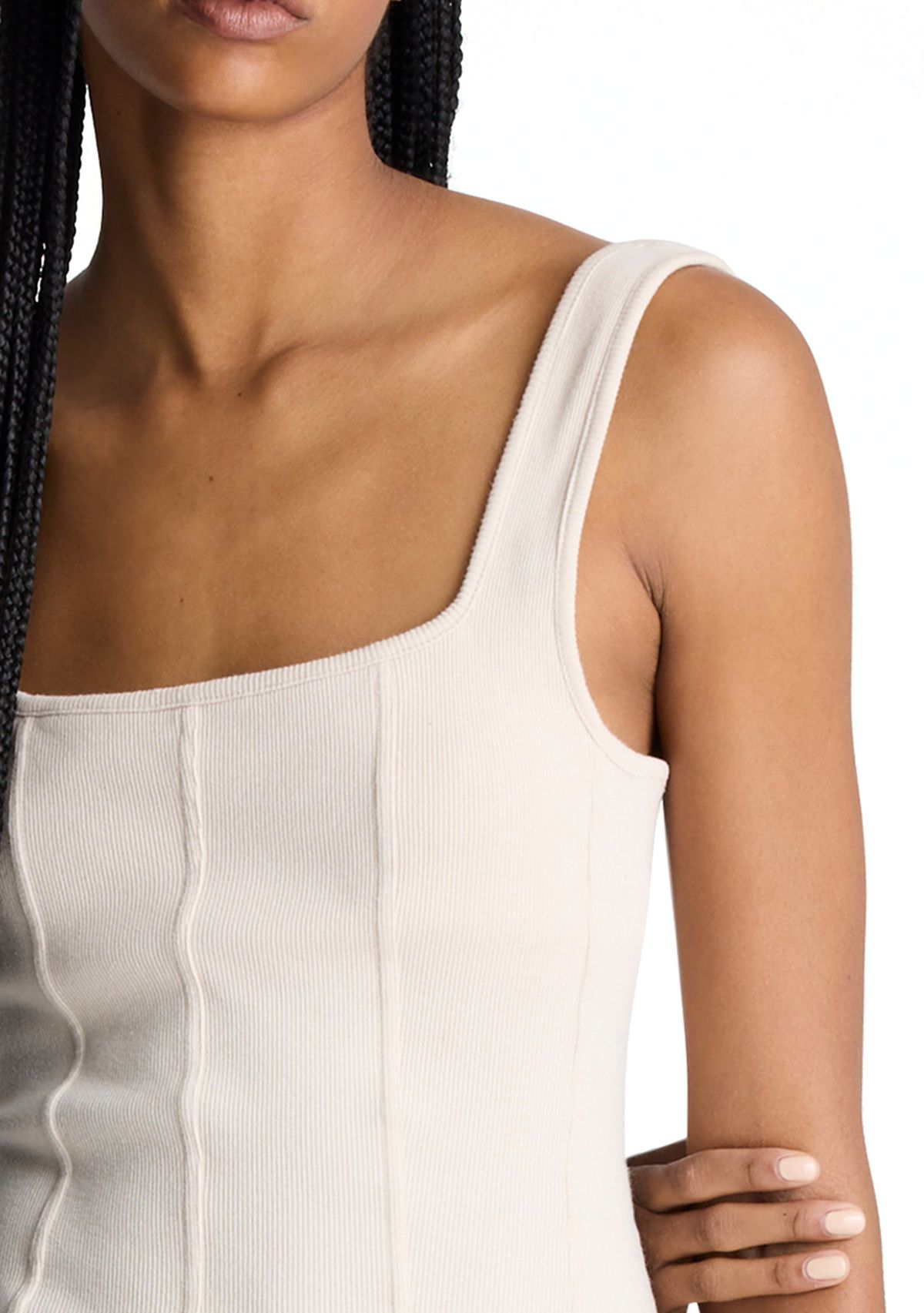 Womens Rib Knit Tank Midi Dress