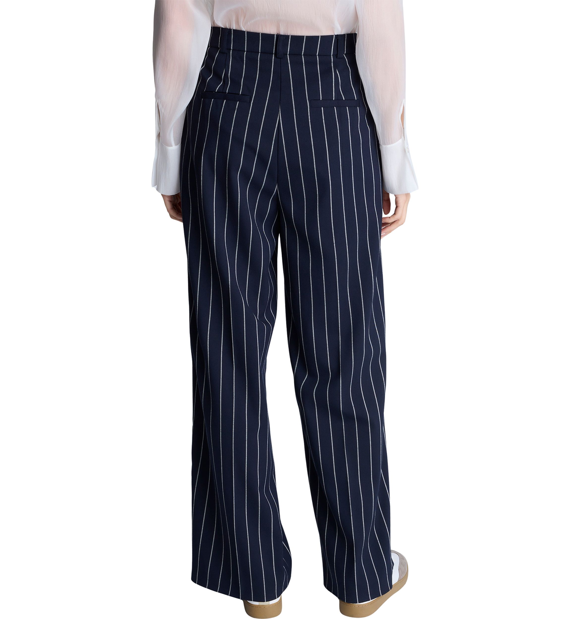 Womens Wide Leg Pinstripe Trousers 
