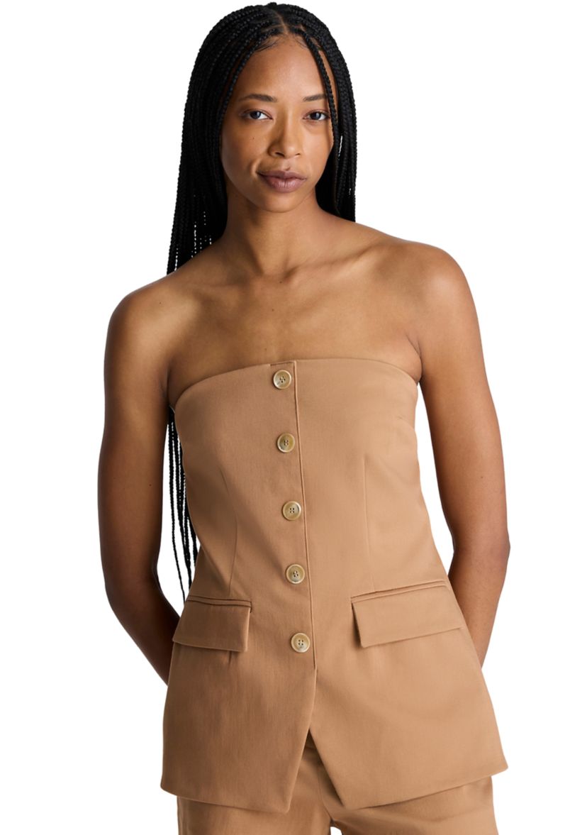 Womens Strapless Button Front Vest