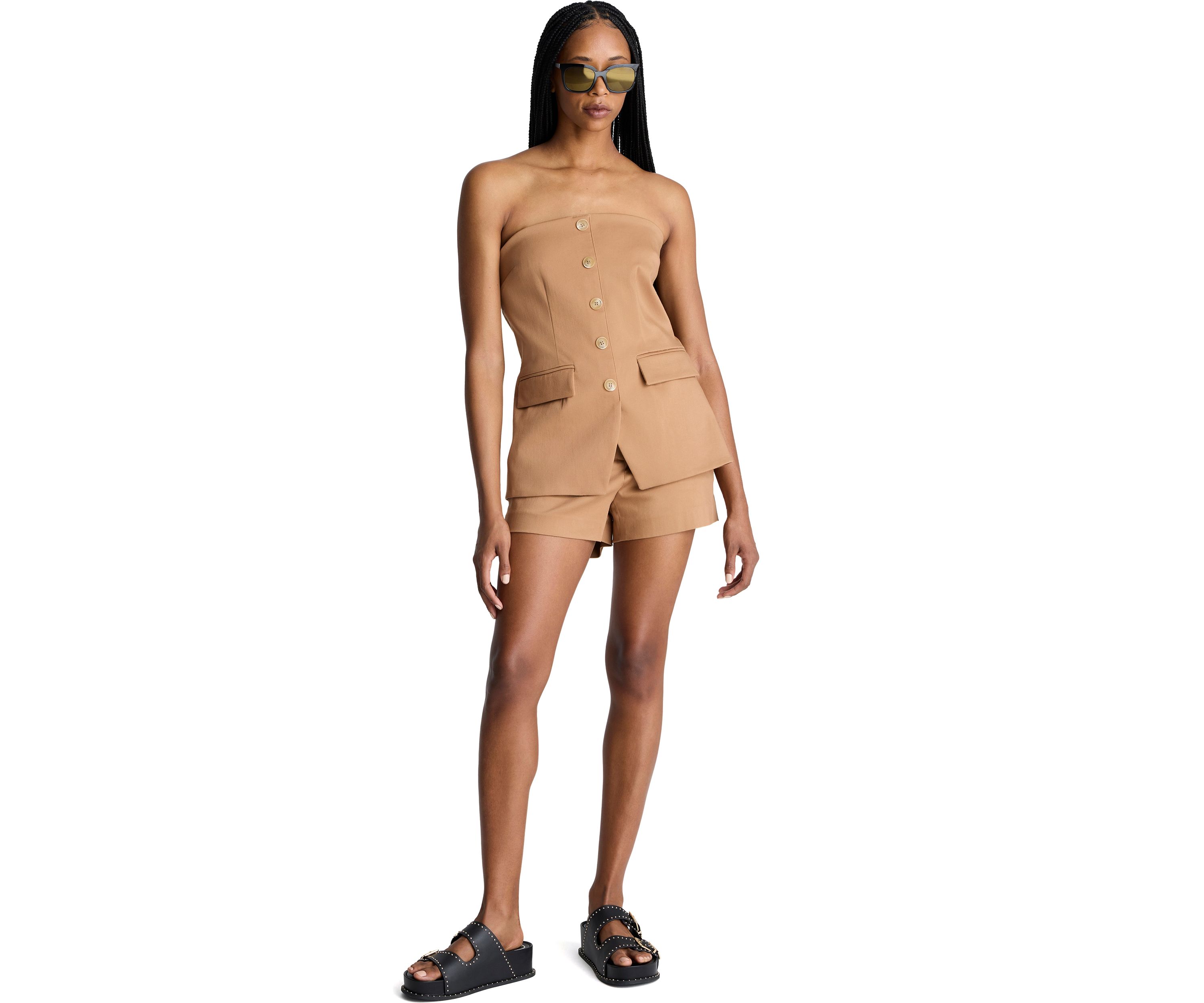 Womens Strapless Button Front Vest