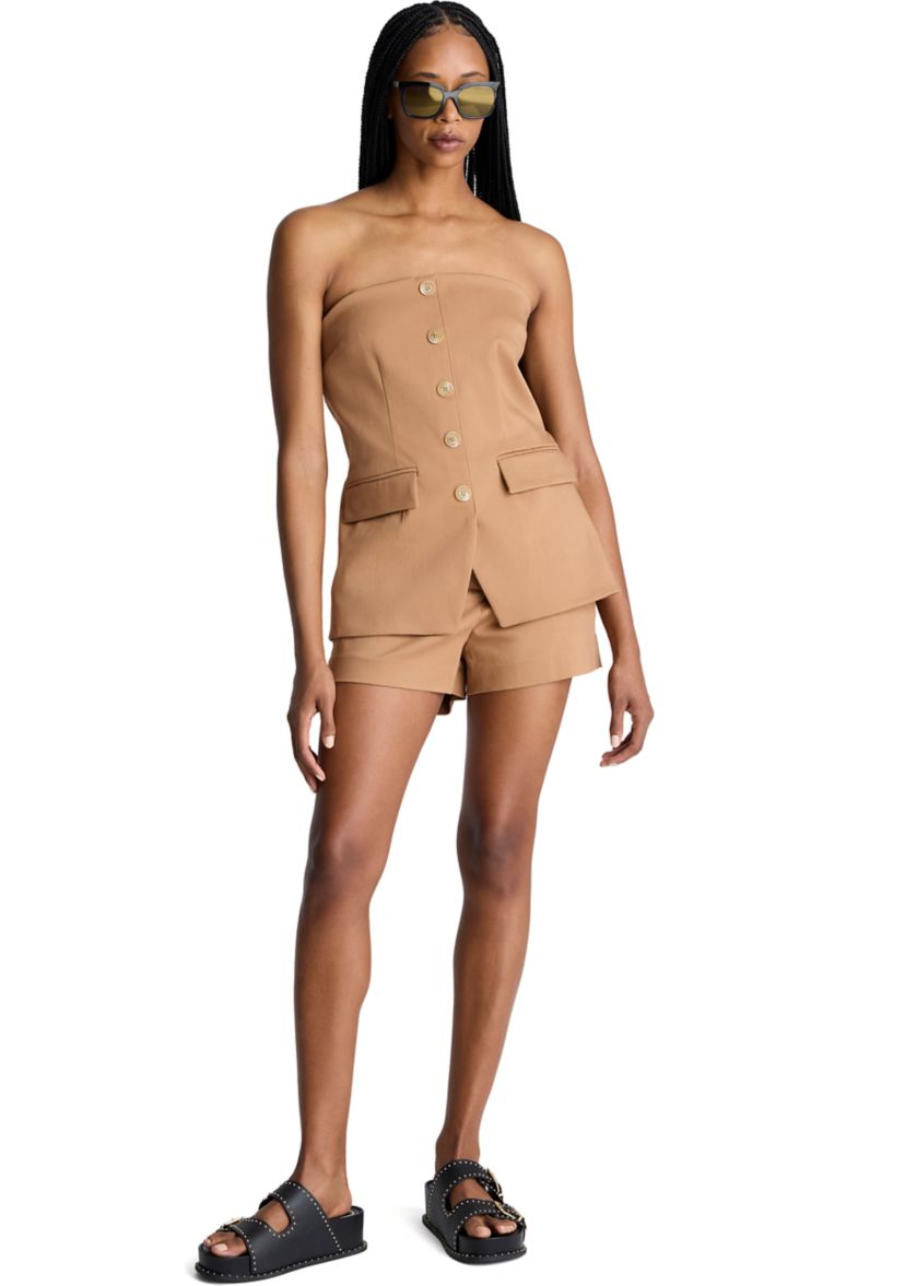 Womens Strapless Button Front Vest