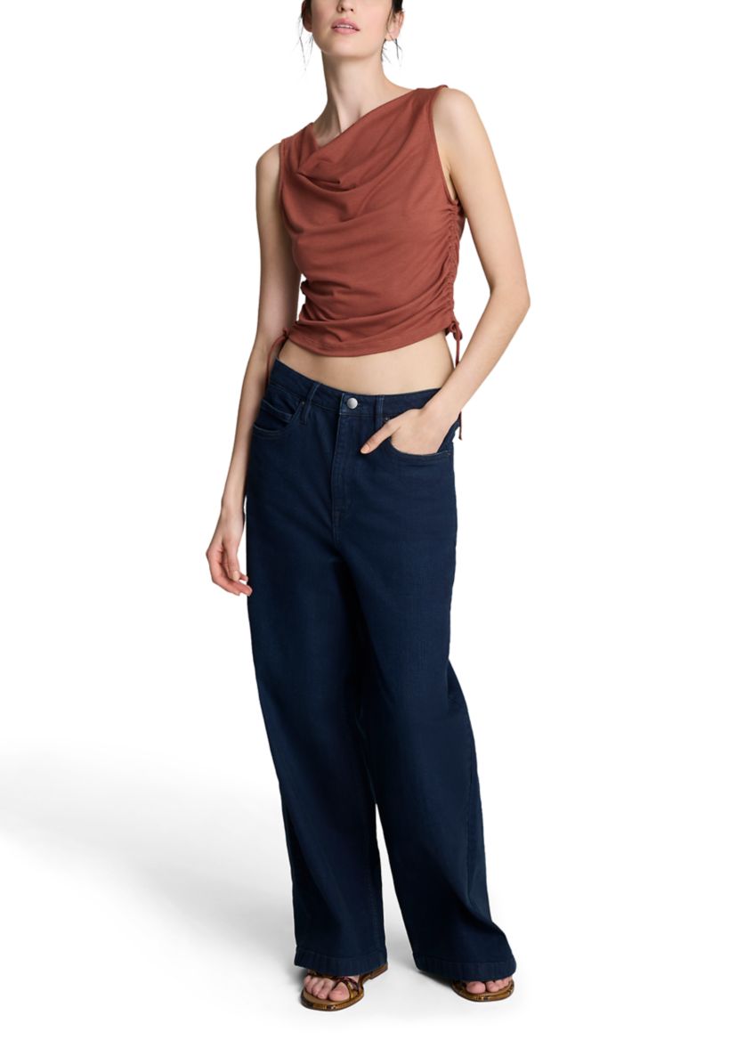 Womens Sleeveless Side Ruched Tie Top