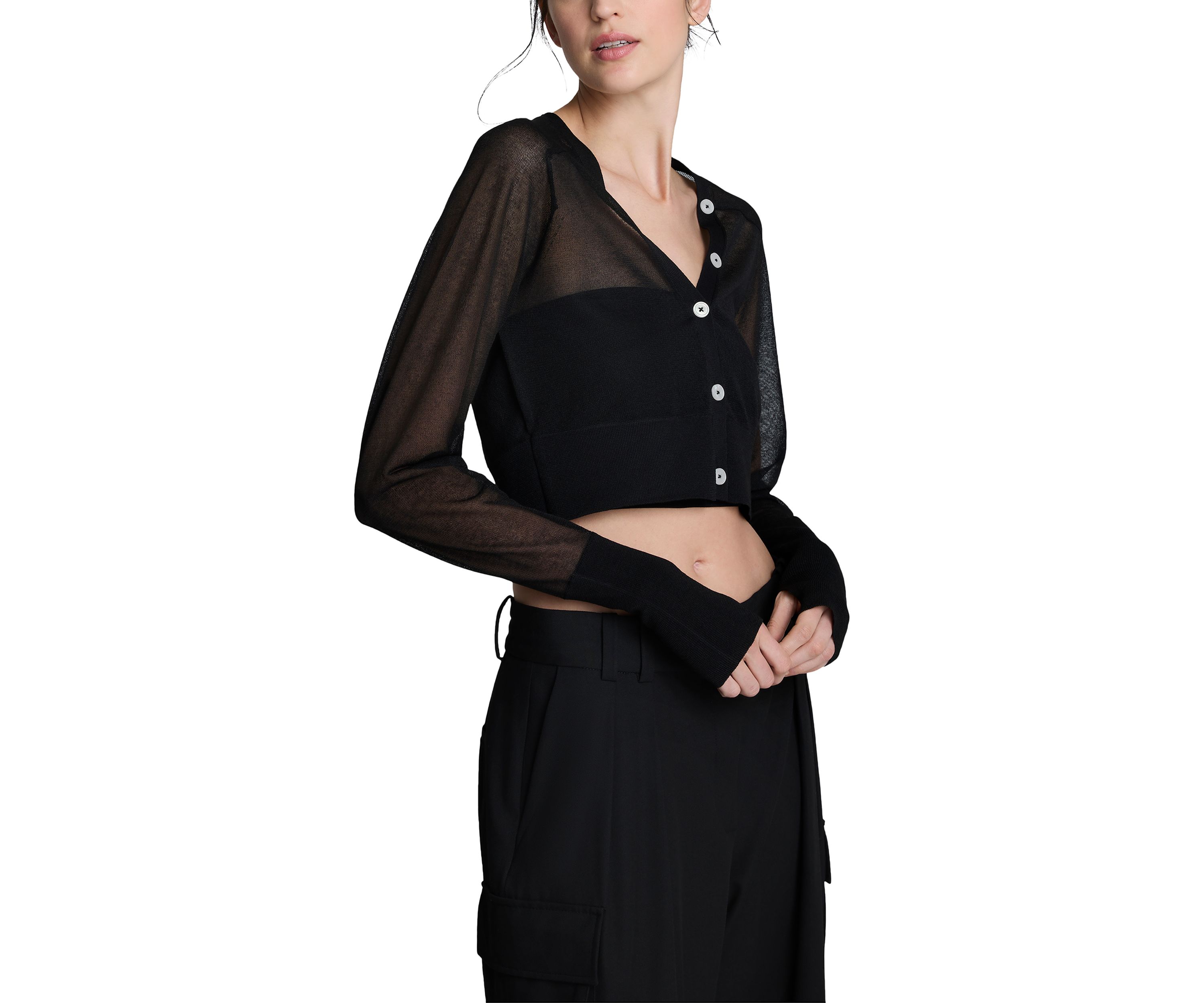 Womens Long Sleeve Button Front Cardigan