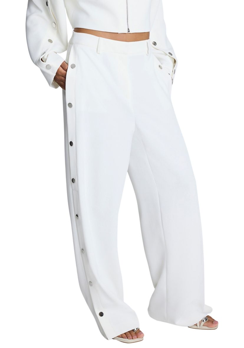 Womens Side Button Wide Leg Pants
