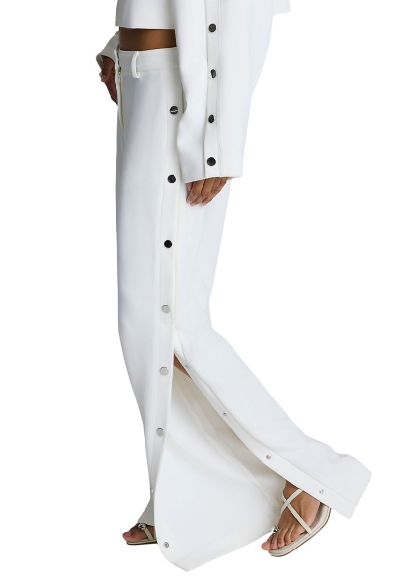 Womens Side Button Wide Leg Pants