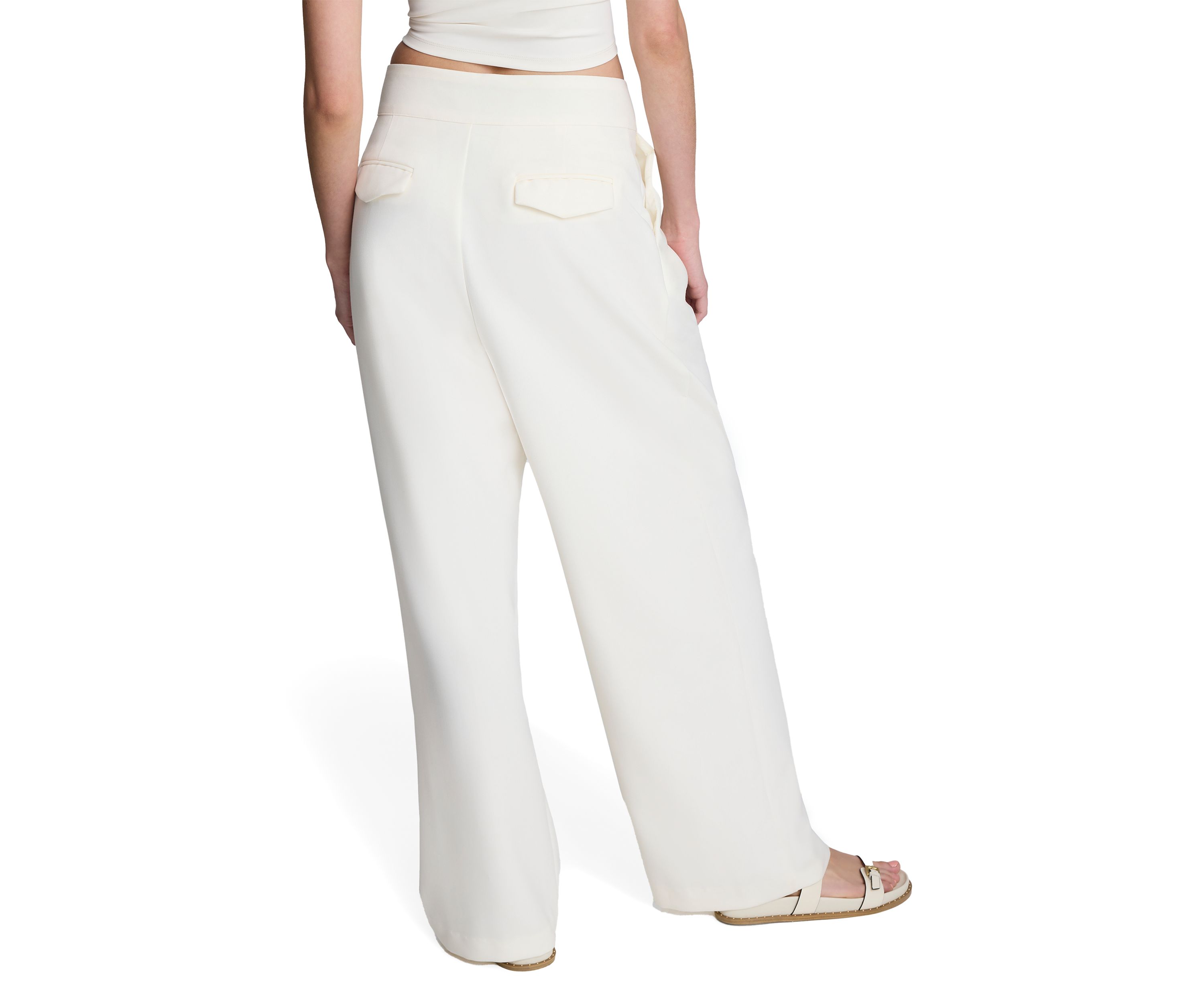 Womens Asymmetrical Waist Wide Leg Pants