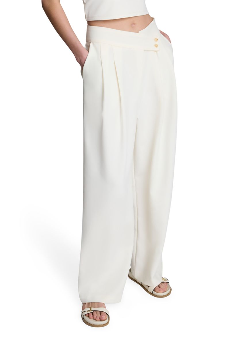 Womens Asymmetrical Waist Wide Leg Pants