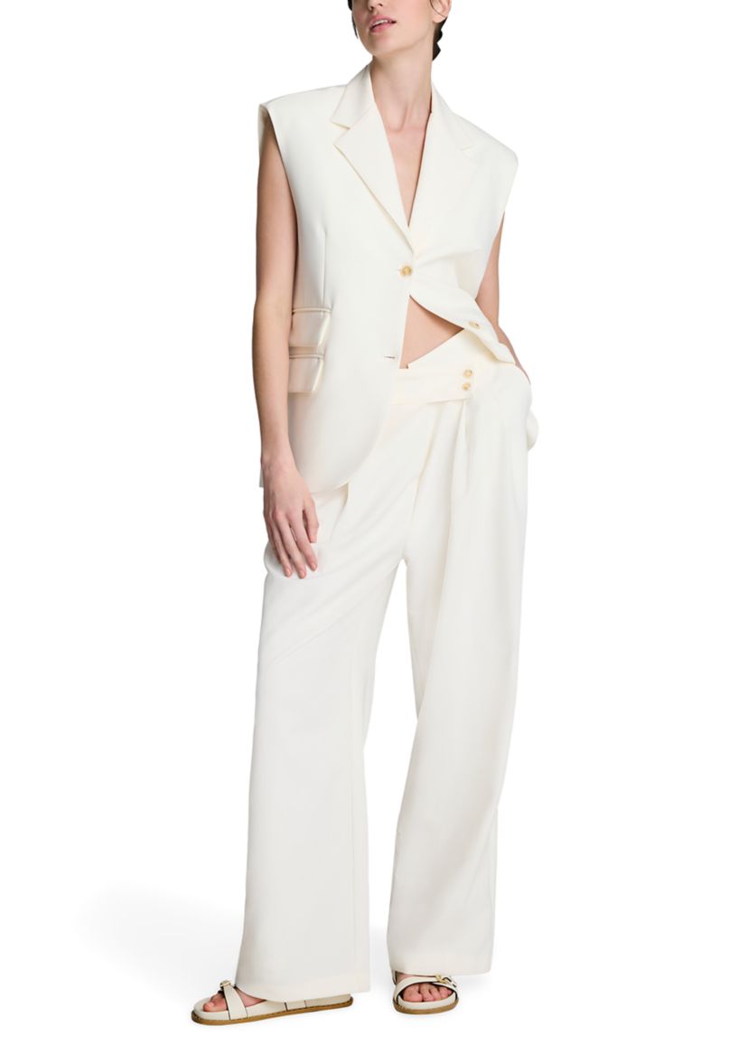 Womens Asymmetrical Waist Wide Leg Pants