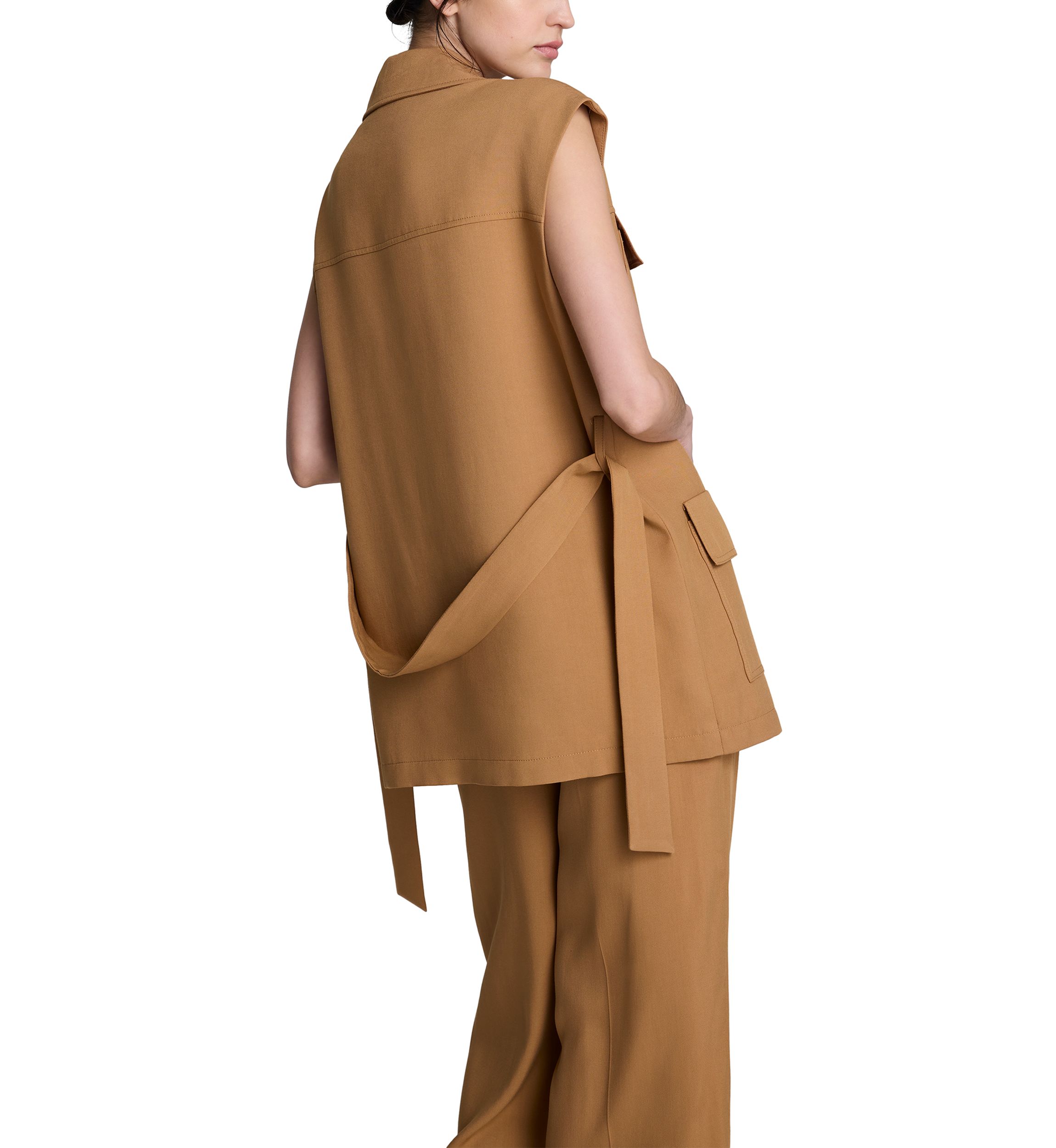 Womens Sleeveless Tie Utility Jacket