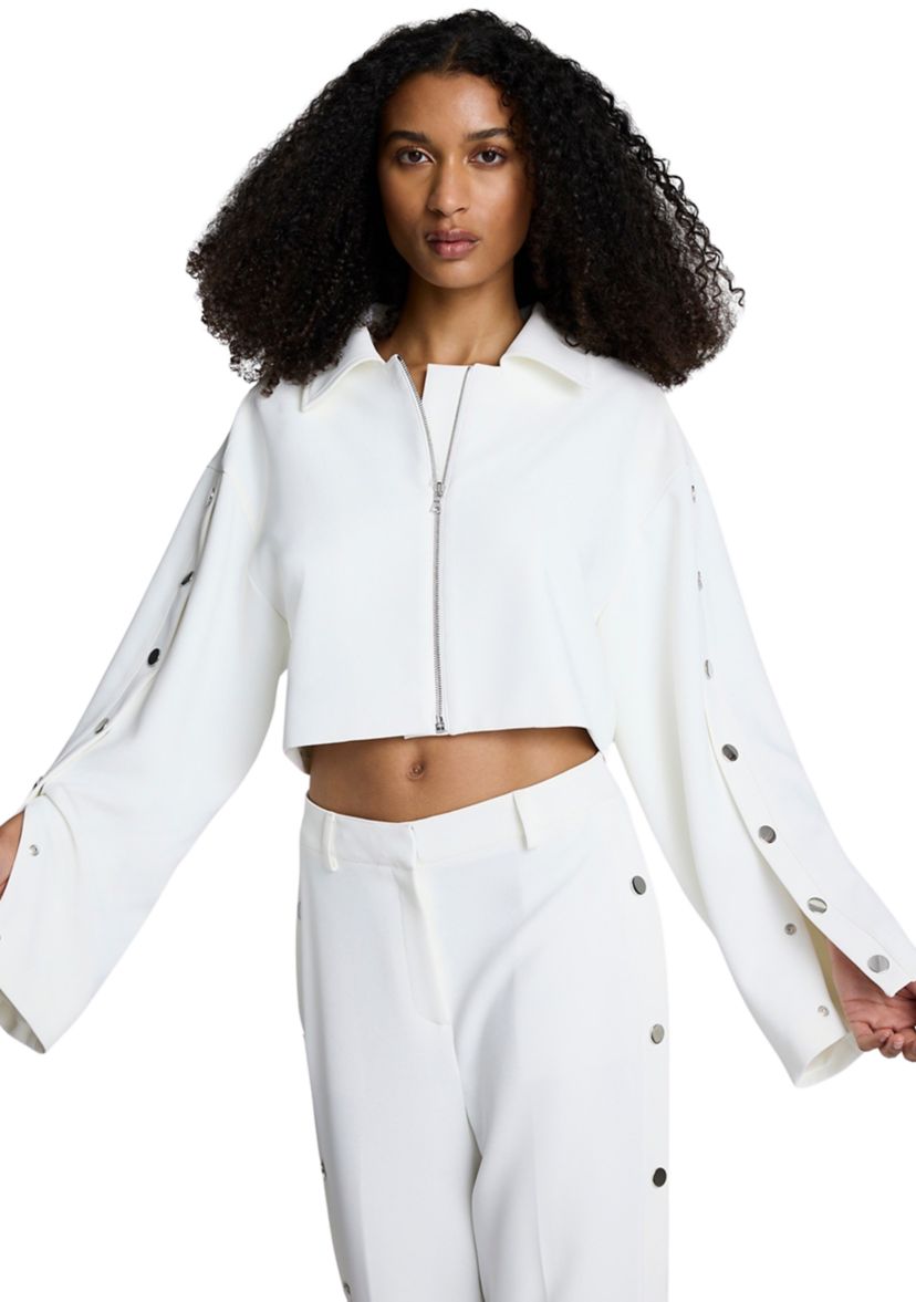 Womens Button Long Sleeve Zip Front Jacket